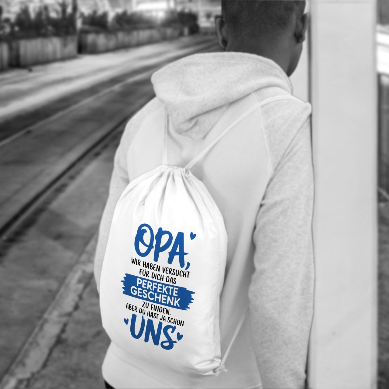MoonWorks Turnbeutel Turnbeutel Spruch lustig Bonus-Papa Opa Geschenkidee Väter Großväter