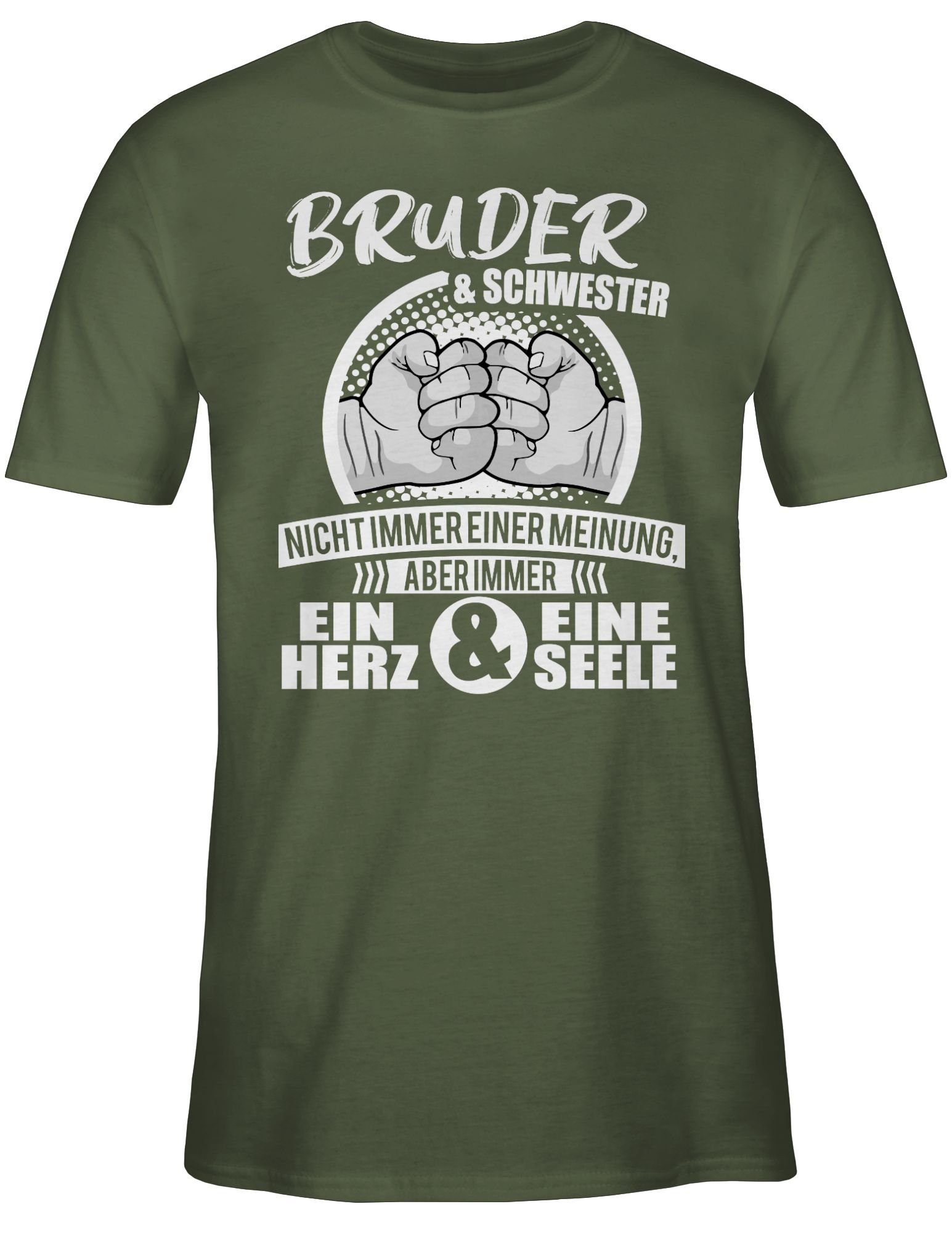 ein Immer & & T-Shirt Herz Familie Schwester eine Army Seele 03 Bruder Grün Shirtracer