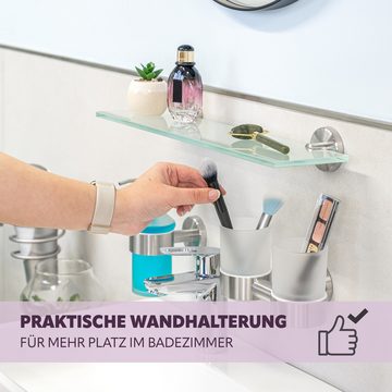 bremermann Wandregal Bad-Serie PIAZZA - Glasablage, Edelstahl matt & Glas