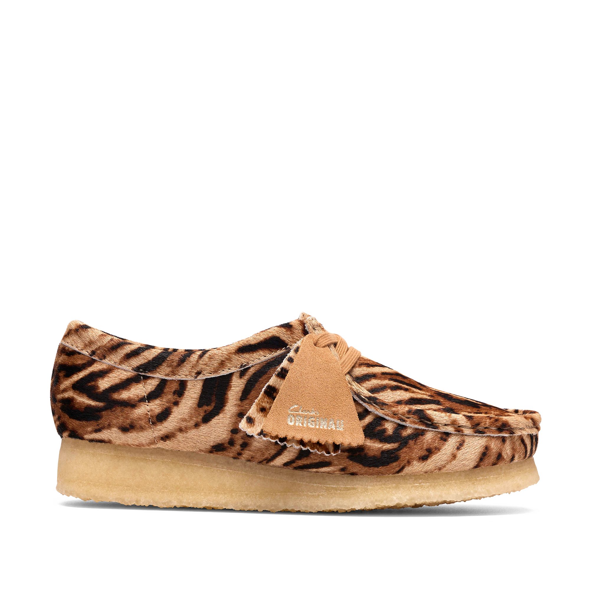 Clarks Clarks Wallabee 26185595 4, Schnürschuhe, Beige, Tiger-Print, Damen Schnürschuh