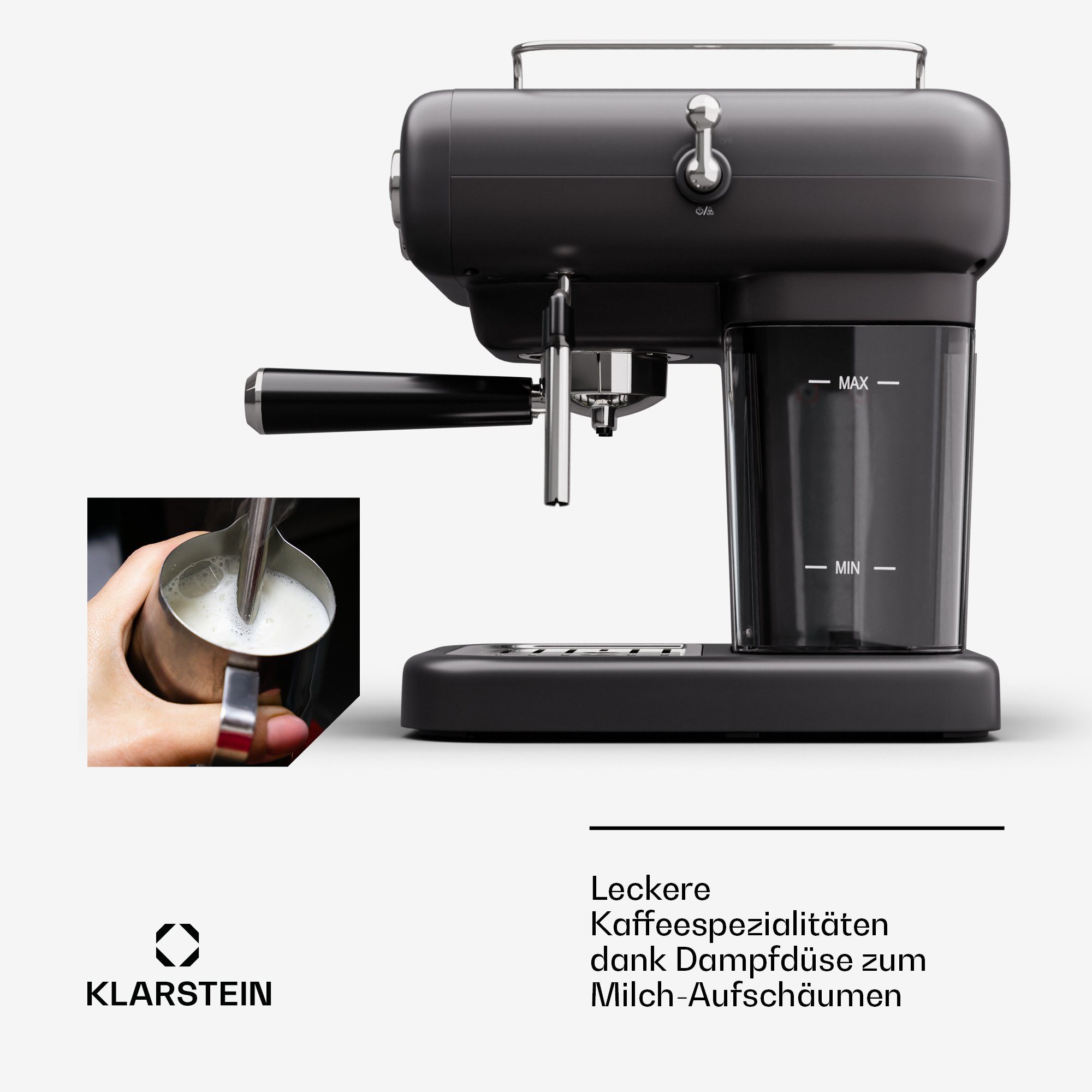 L Elektrisch Touch Klarstein 19 Evo, Bar Filterkaffeemaschine Espressionata Kaffeekanne, 1,2 LED Tassenwärmer 1.2l