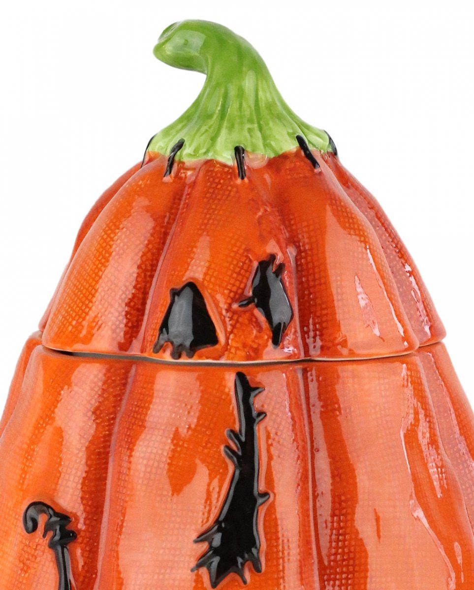 Horror-Shop Dekoobjekt Stitched Pumpkin Behälter als Halloween Tischdeko