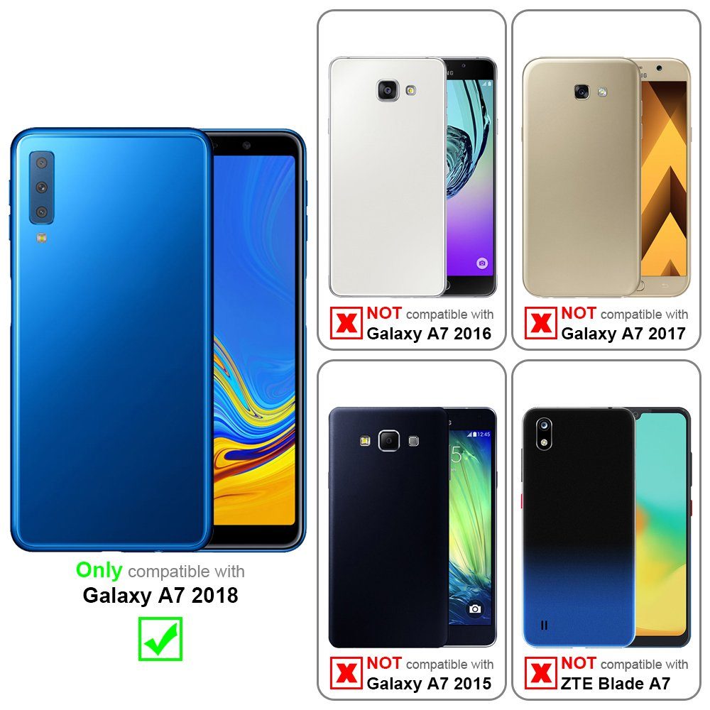 Cadorabo Handyhülle für Samsung Galaxy A7 2018 Hülle Samsung Galaxy A7 2018, Flexible Hülle TPU Silikon Schutzhülle Back Cover Case