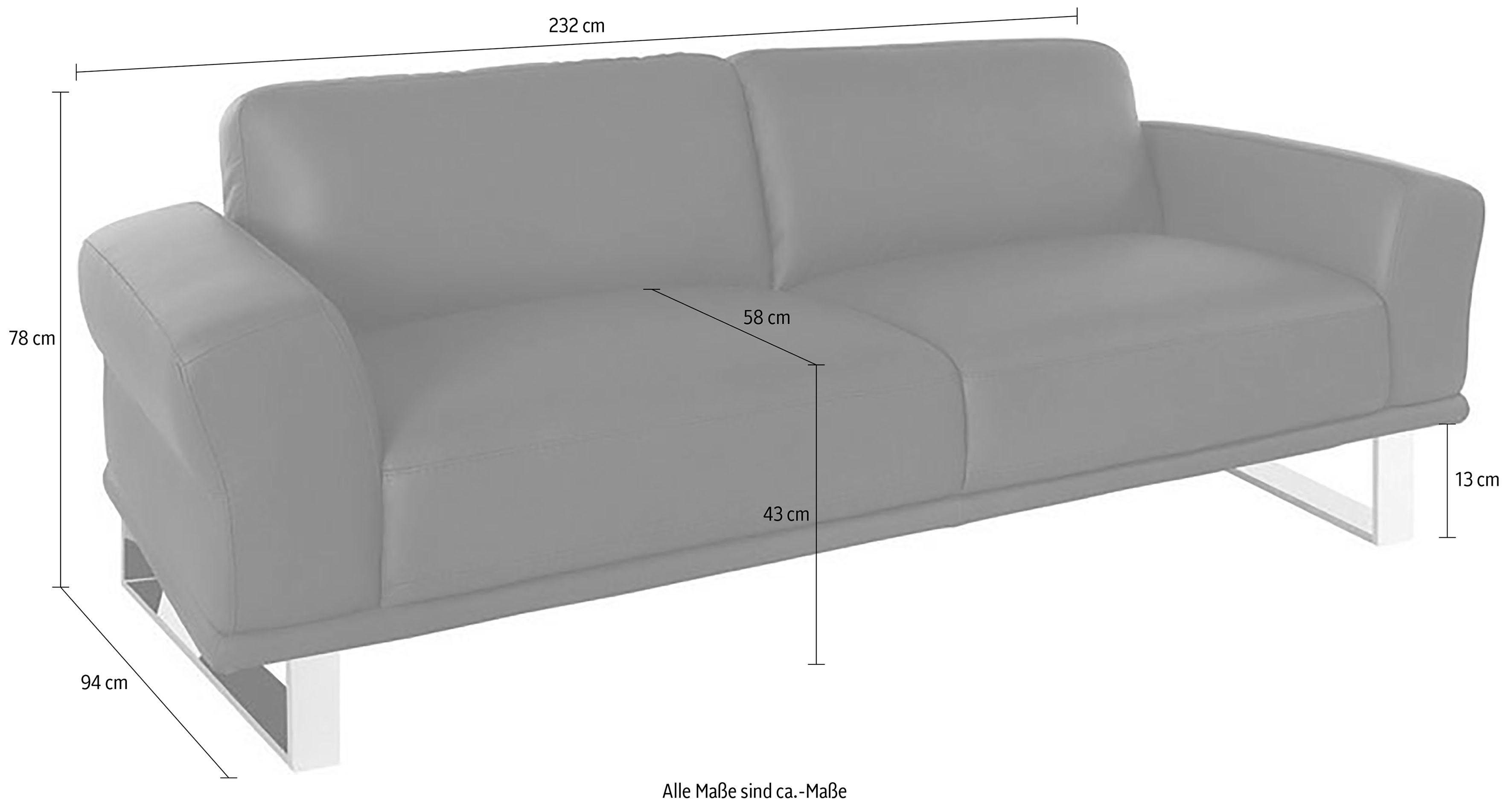 cm 232 W.SCHILLIG in 2,5-Sitzer Breite mit glänzend, montanaa, Chrom Metallkufen