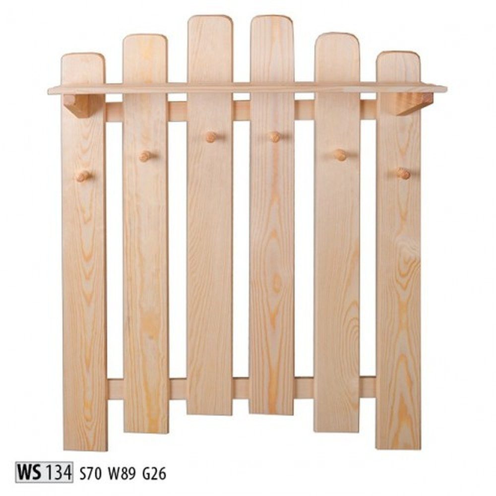JVmoebel Wandgarderobe Garderobenpaneel aus Kiefernholz in natürlicher Holzfarbe mit 6 Haken (1 St), Made in Europa