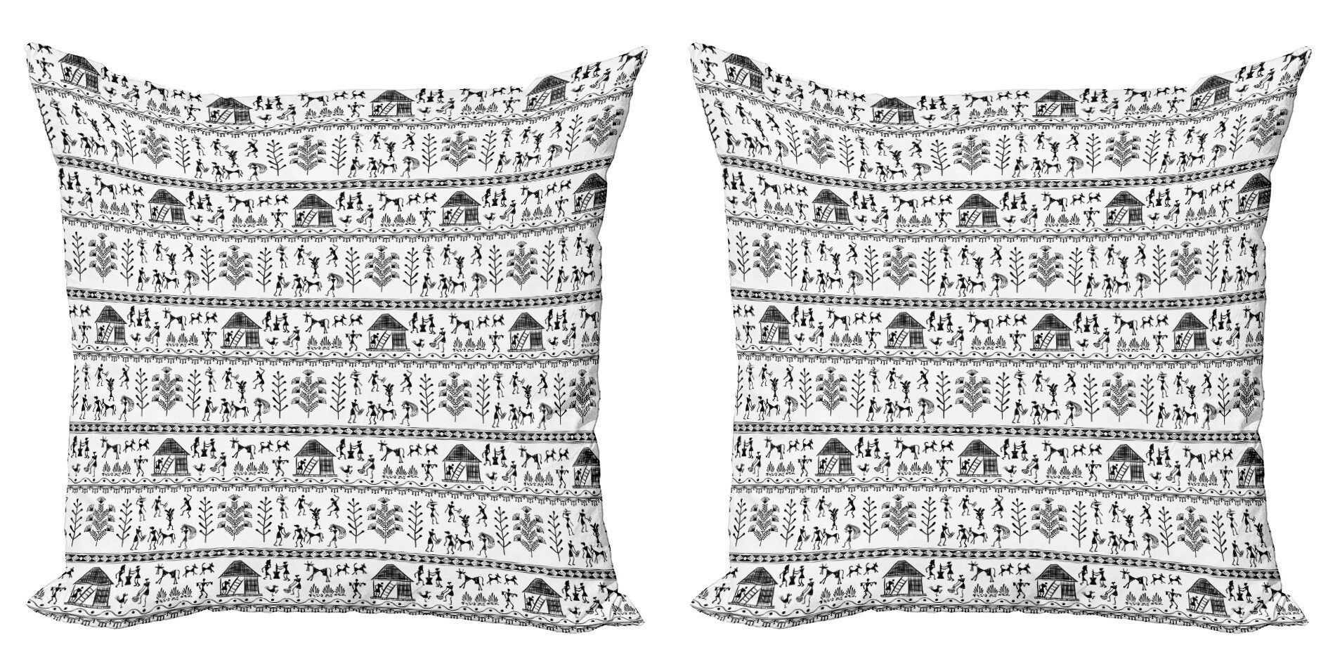Kissenbezüge Modern Accent Doppelseitiger Digitaldruck, Abakuhaus (2 Stück), Stammes Stammeskunst | Kissenbezüge