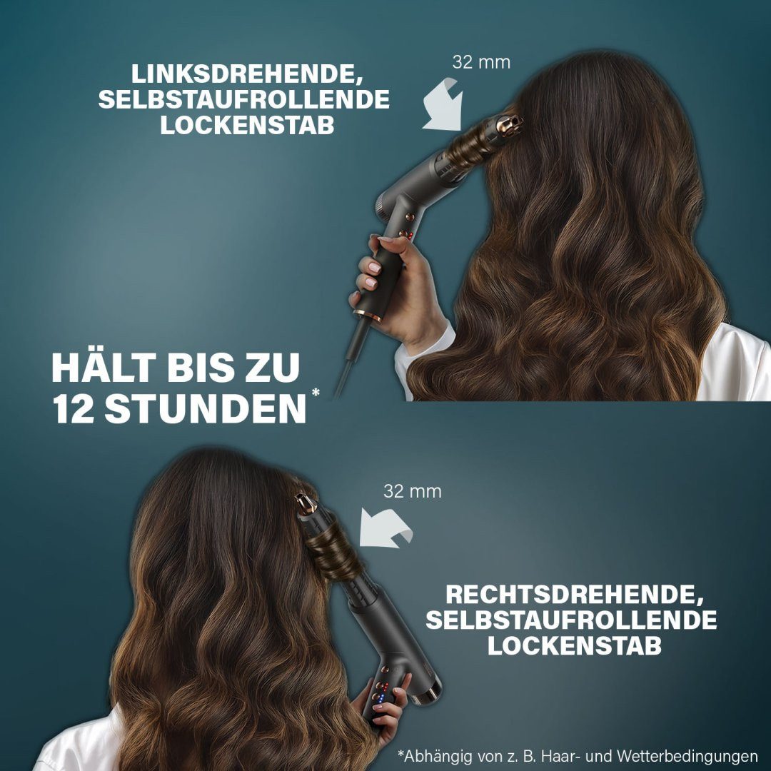 PRINCESS Haartrockner Princess 529205 Airstyler Pro – 7-in-1 Stylinggerät – Benutzerfreundli, 2000 W, 3 Heiz-/Gebläsestufen, Ionen, Coolshot, 7 Aufsätze, Tasche