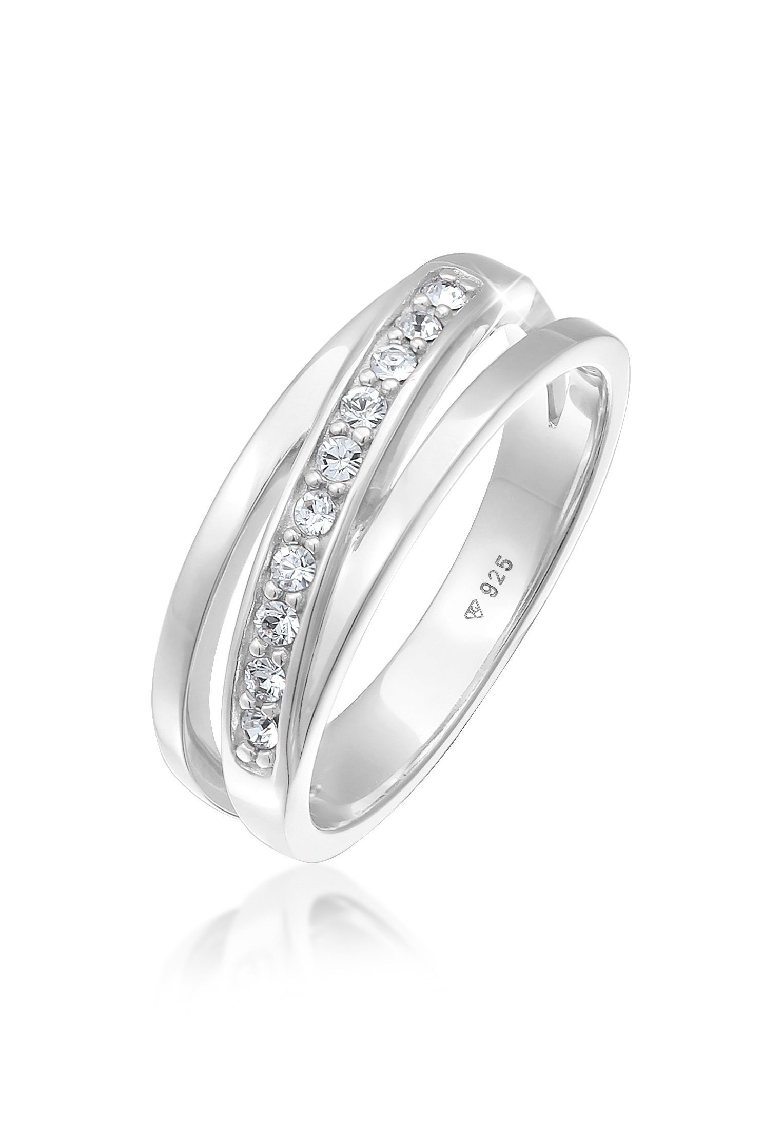 Elli Fingerring Raffiniert Bandring Wickelring Kristalle günstig online kaufen