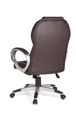 Amstyle Chefsessel SPM1.222 (Bezug Kunstleder Braun, Schreibtischstuhl 120 kg), Bürostuhl Design Drehstuhl mit XXL Polsterung