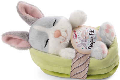 Nici Kuscheltier Sleeping Pets, Hase grau/weiß, 12 cm, im Körbchen