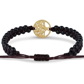 BENAVA Armband Yoga Armband - Onyx Edelstein Perlen mit Lebensbaum Anhänger, Handgemacht