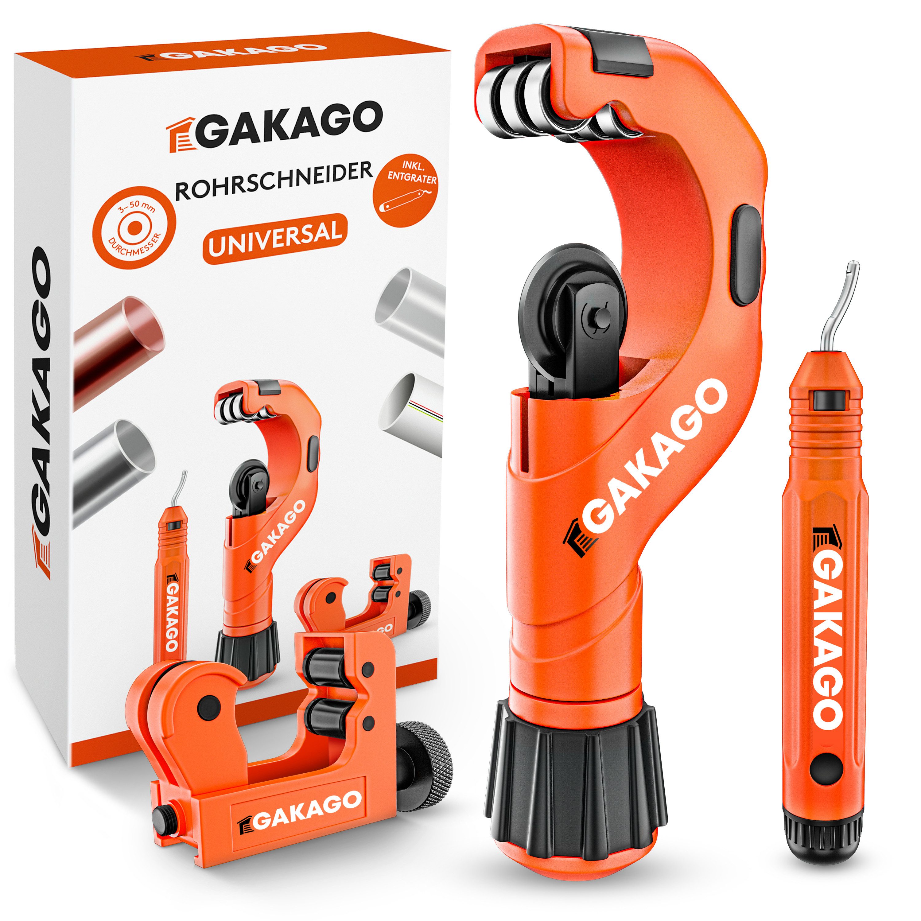 Gakago Rohrschneider, (Set), mit Entgrater für alle gängigen Metalle und Kunststoffe