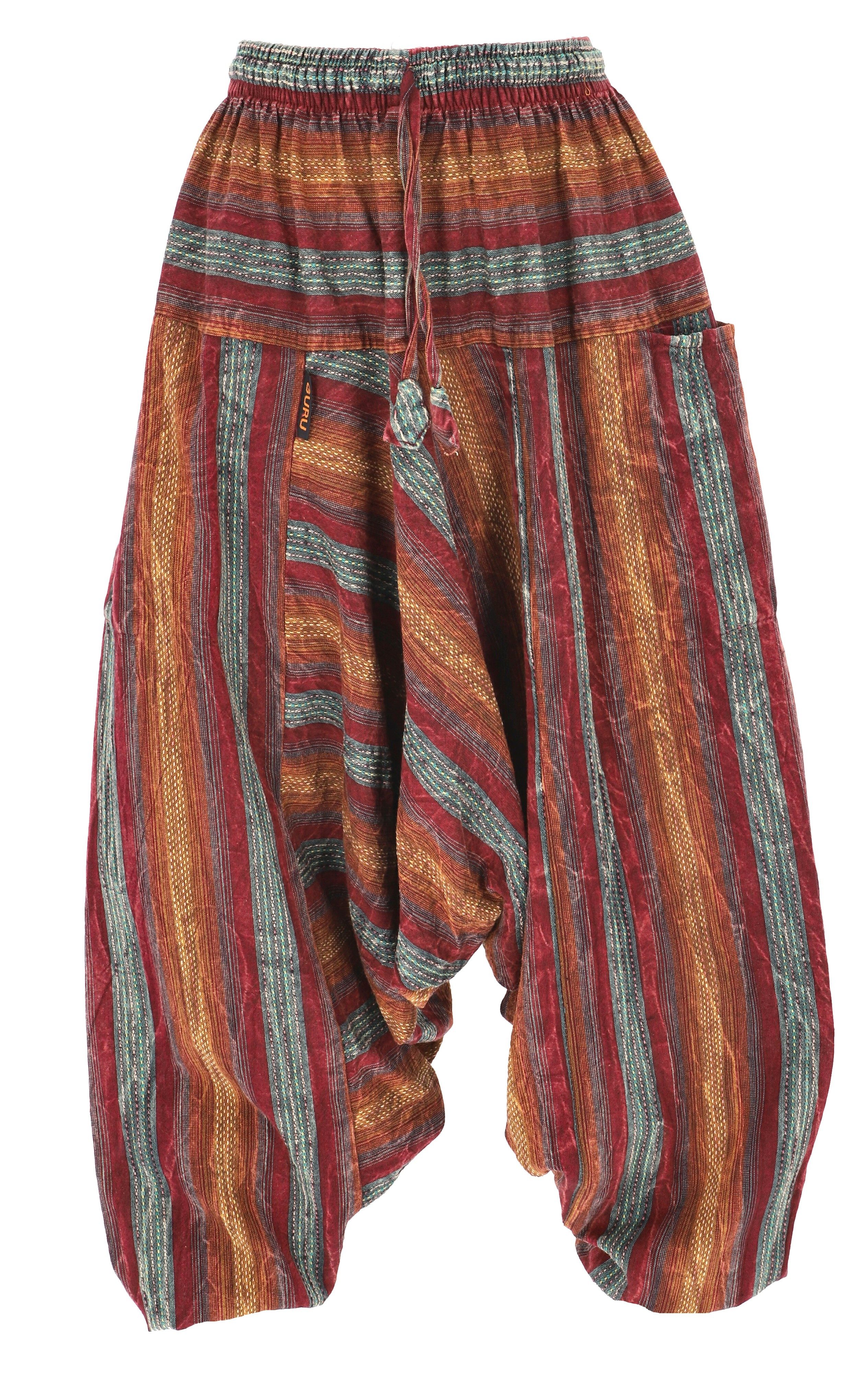 Guru-Shop Relaxhose Gestreifte Haremshose, Pluderhose, Boho.. Ethno Style, alternative Bekleidung