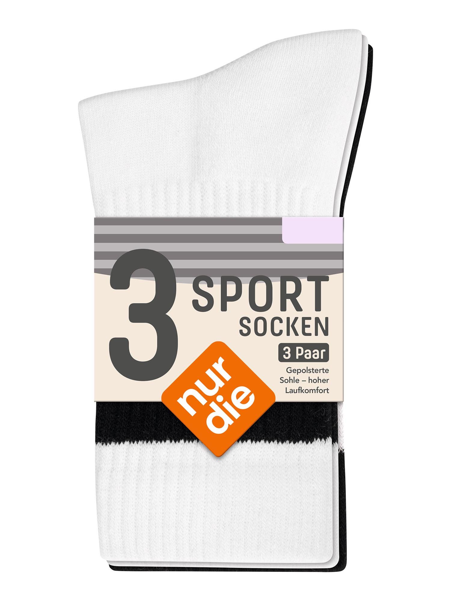 Nur Die Sportsocken Frotteesohle (3-Paar) Laufsocken, Trainingssocken, Fitnesssocken