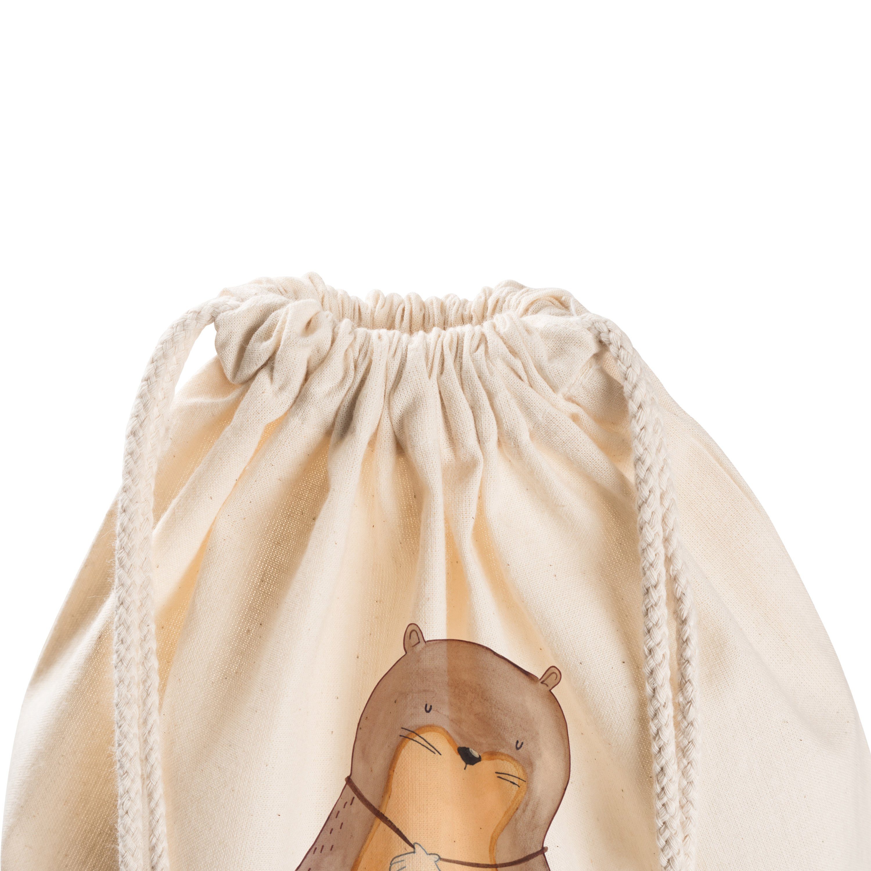 Mr. & Mrs. Panda Sporttasche Otter Muschel, Stoffrucksack, Transparent, Seeotter, sporttasche klei (Packung), sportbeutel baumwolle Turnbeutel Mit Kordel wander rucksack