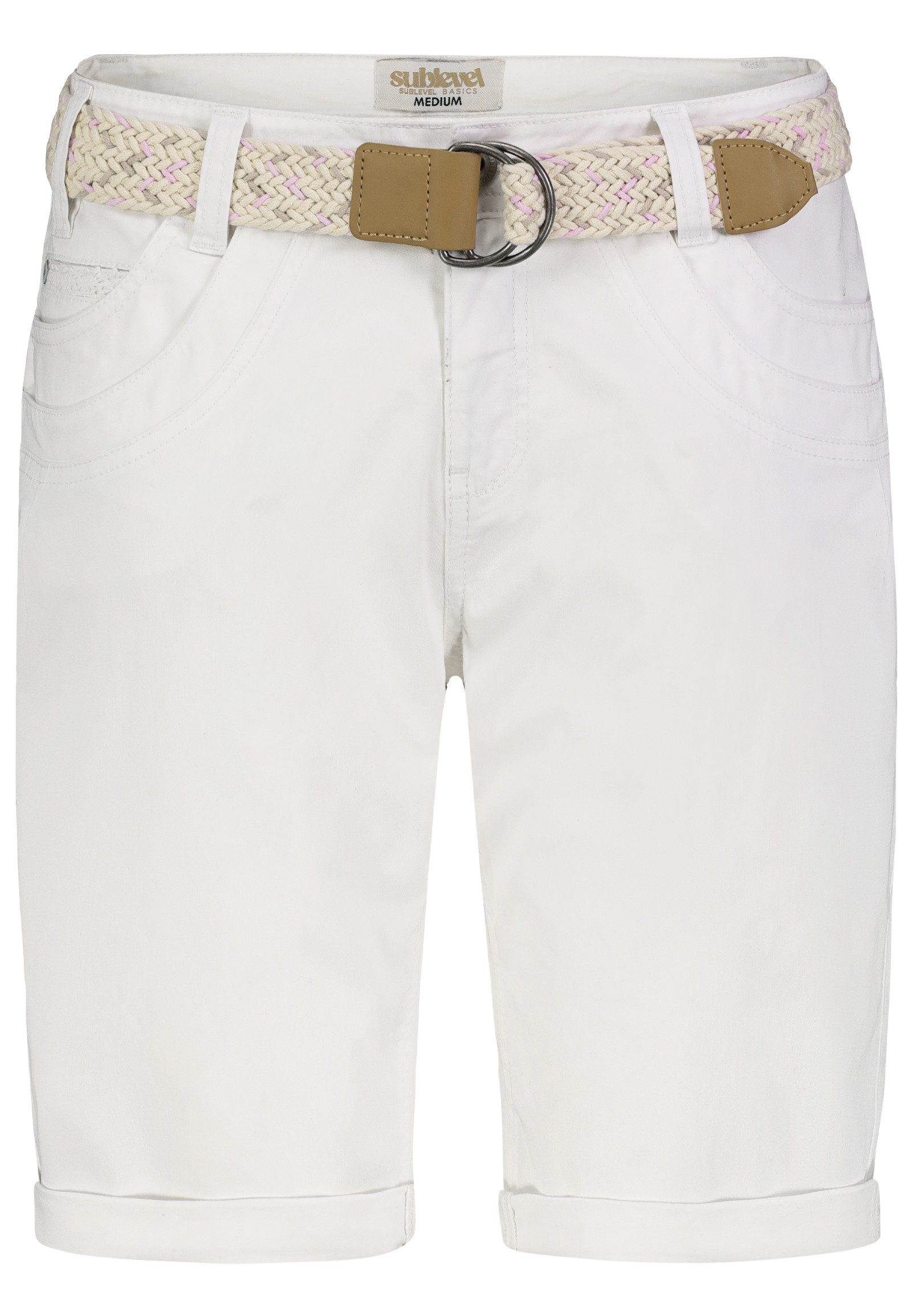 SUBLEVEL Shorts Damen Bermudas kurze Hose Baumwolle Jeans Sommer Chino Stoff Dehnbar Stretch Baumwolle
