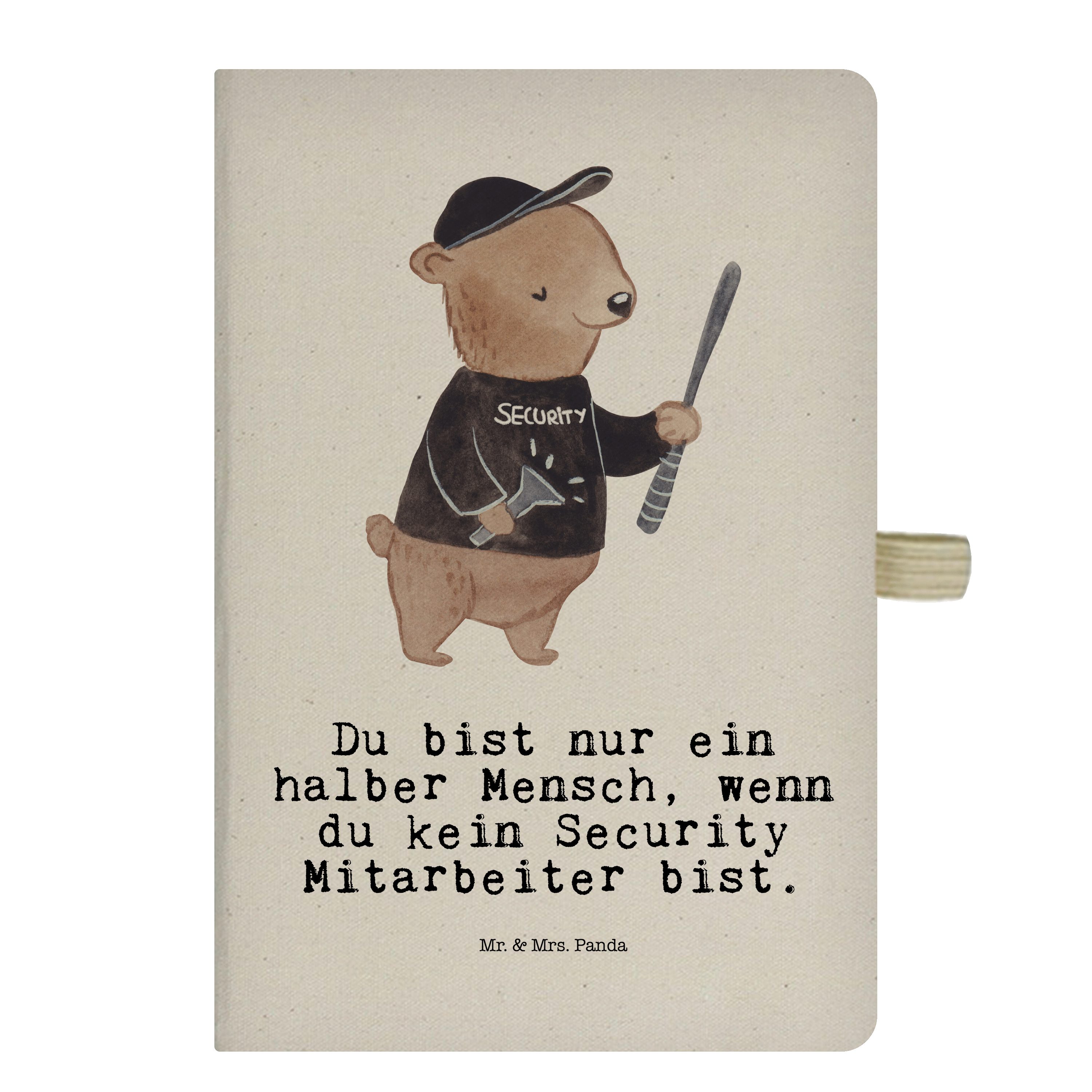 - Security Mrs. Mrs. & Herz Notizbuch Mitarbeiter Mr. Panda - Geschenk, Panda & Transparent Schreibheft, mit Mr.