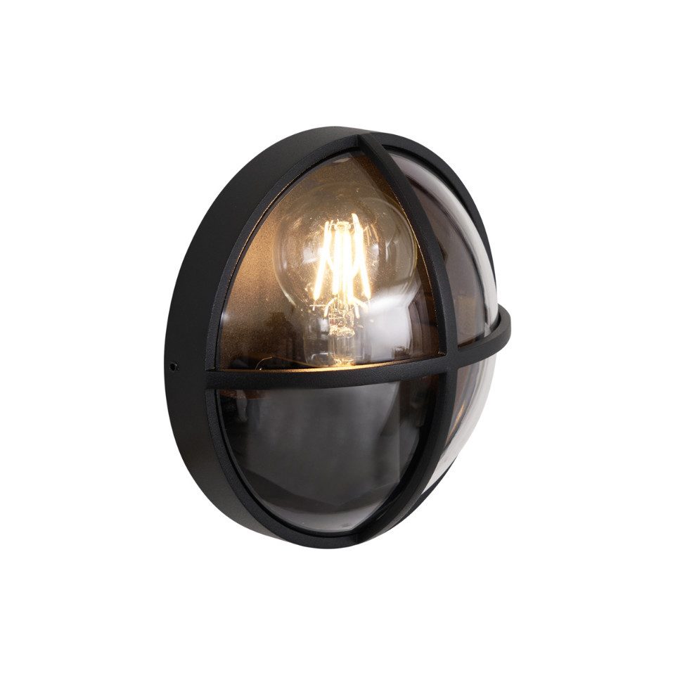 Qazqa Außen-Wandleuchte Target, ohne Leuchtmittel, Warmweiß, QAZQA Außen Wand­leuchte, e27, Schwarz, Aluminium, Industrie