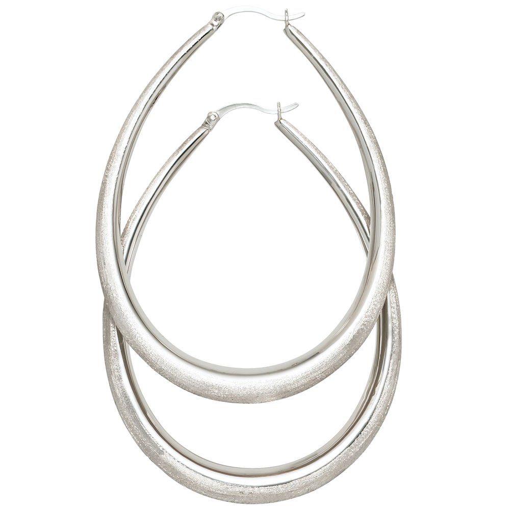 Schmuck Krone Paar Creolen Große Creolen 65,1mm aus 925 Silber eismatt oval günstig online kaufen