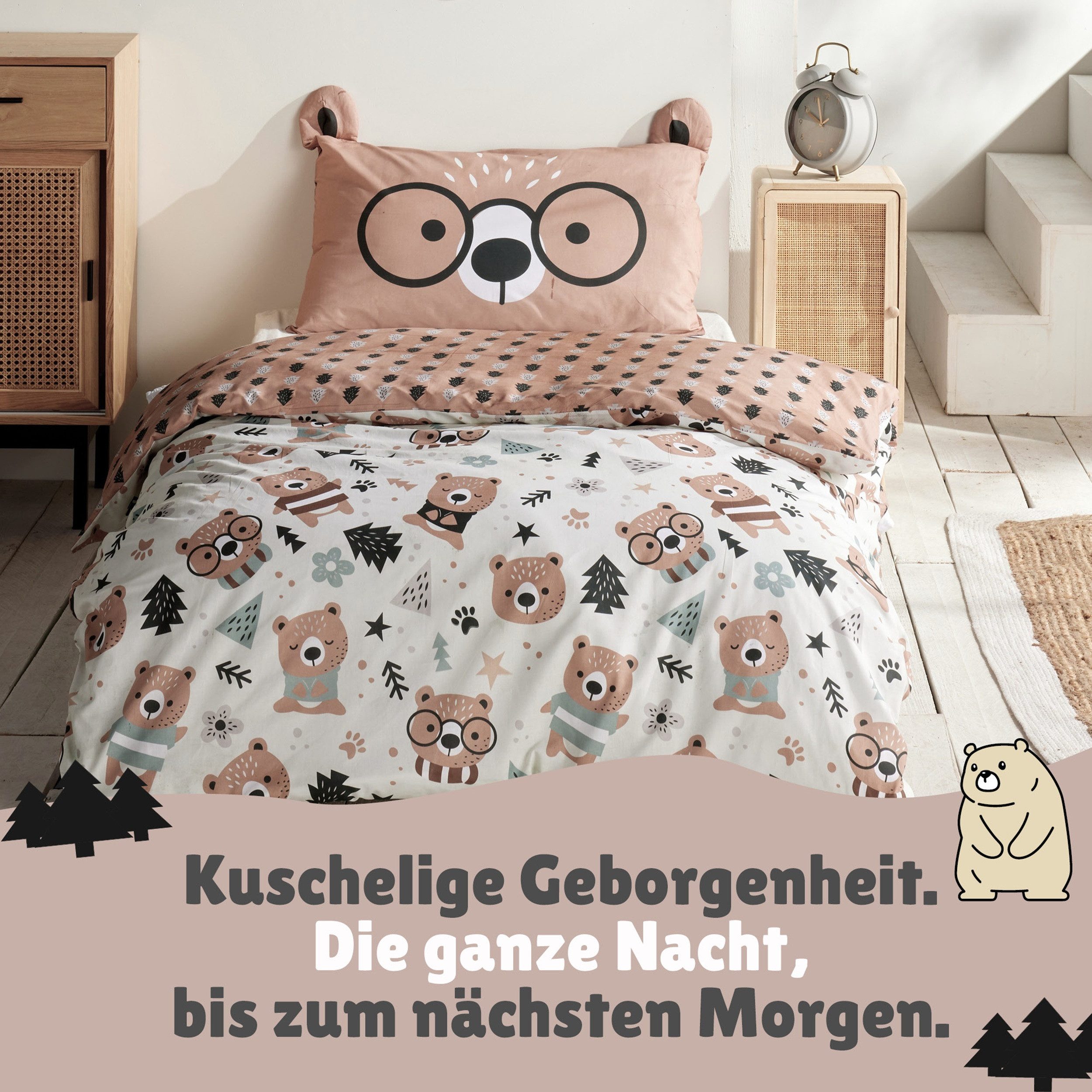 Familando Kinderbettwäsche Bär 135x200 80x80 cm günstig online kaufen
