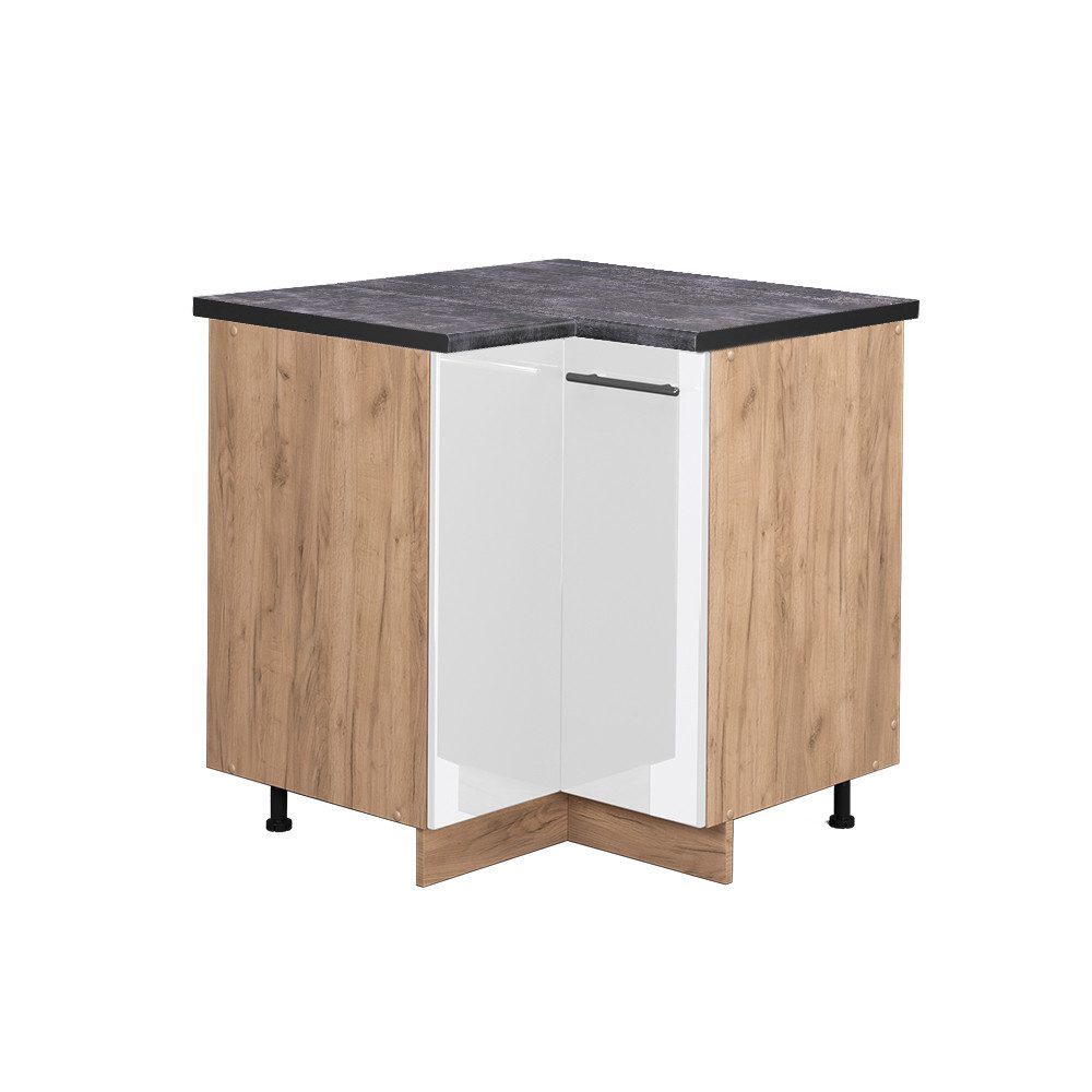 Vicco Eckunterschrank Fame-Line, Weiß Hochglanz/Goldkraft Eiche, günstig online kaufen