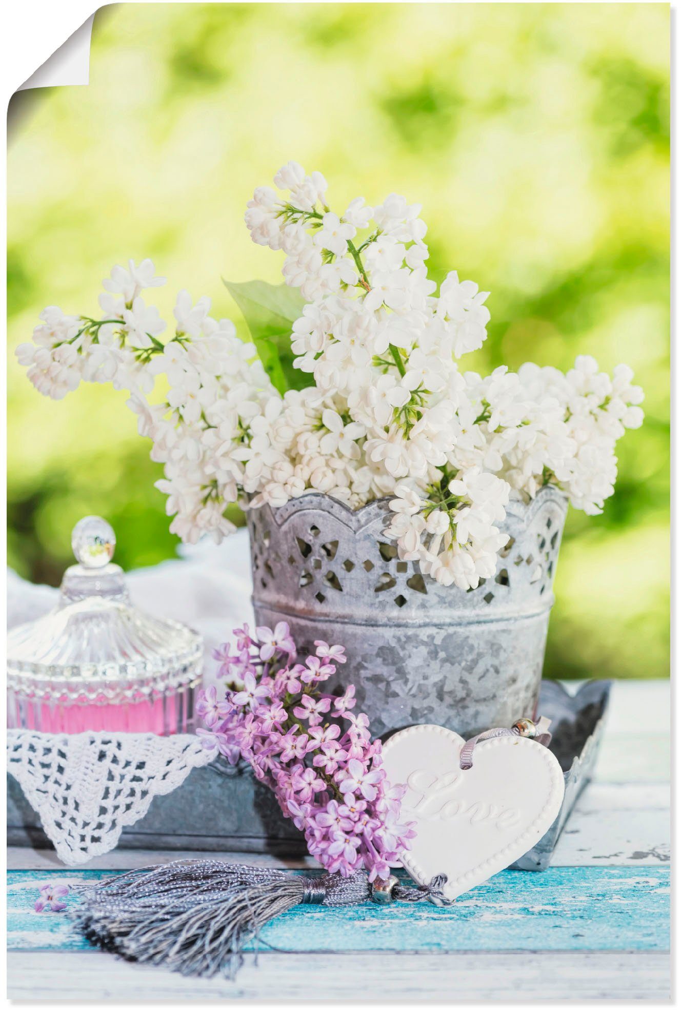 in Wandaufkleber Stillleben Größen als und Shabby versch. Poster Artland Chic St), Blumen oder (1 Flieder Leinwandbild, I, Alubild, Wandbild