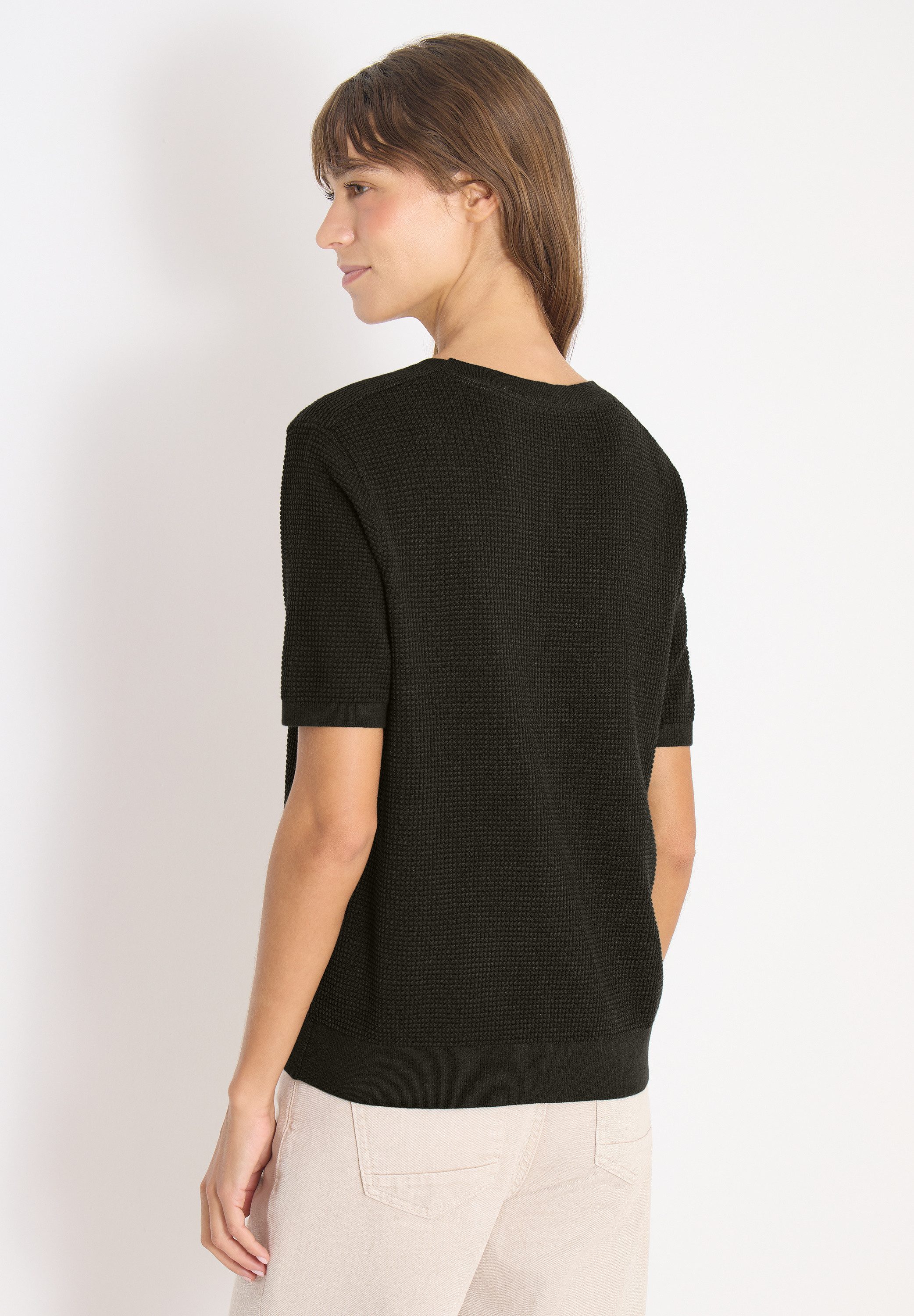 CECIL Kurzarmpullover aus reiner Baumwolle