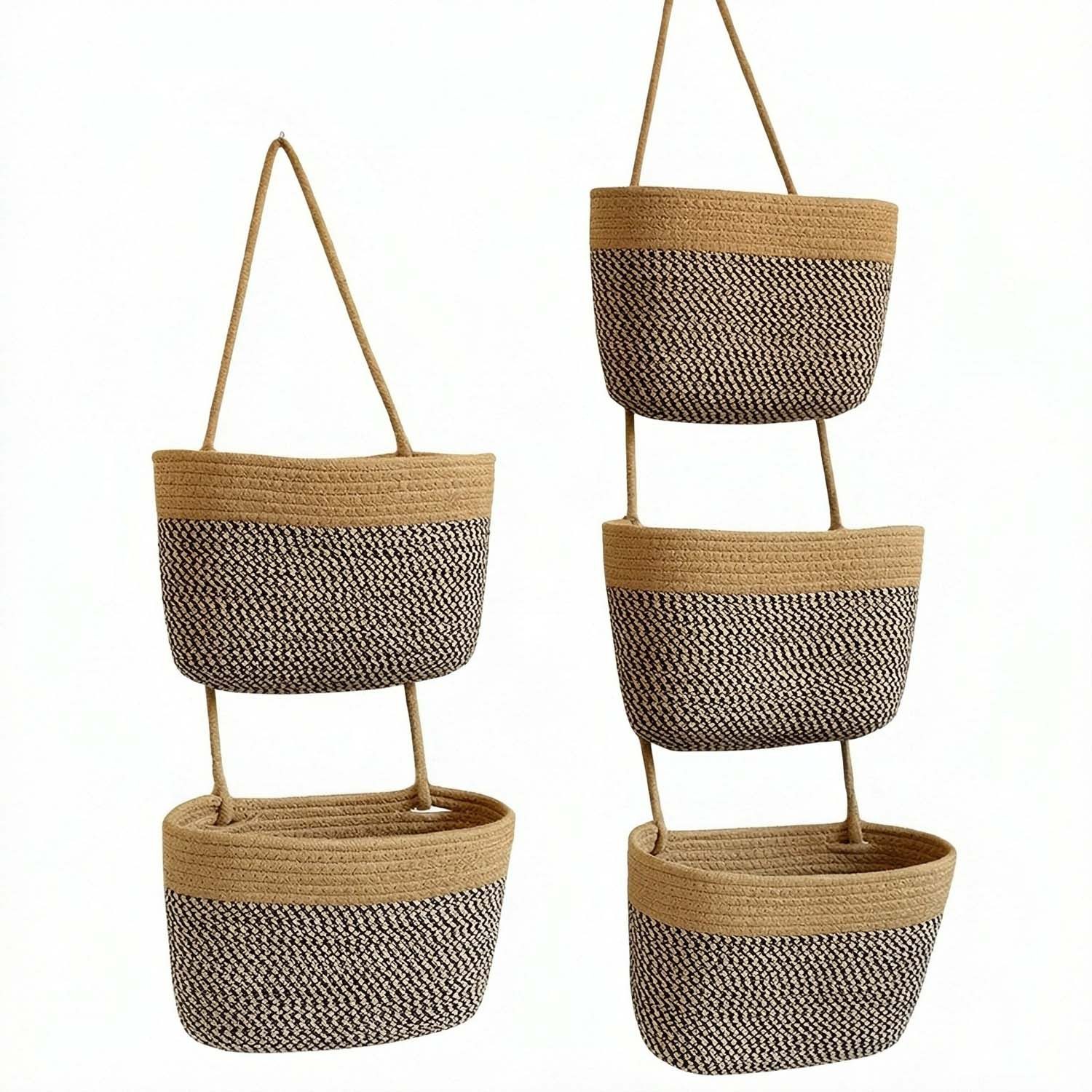 Zyronn Hängekorb 5-stöckiger Boho Hängekorb in neutralem Ton - Wandorganizer