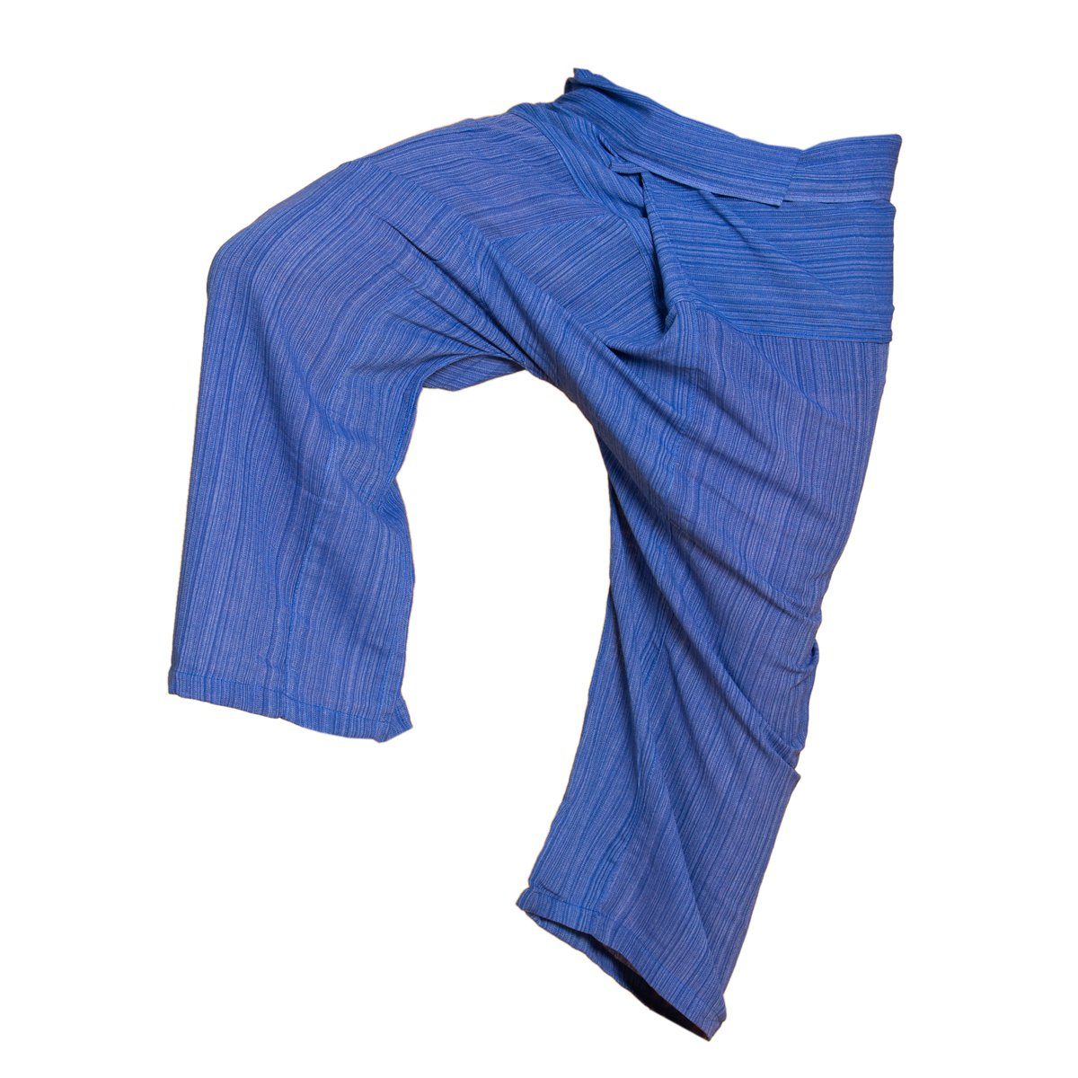 PANASIAM Wellnesshose Thai Fischerhose Lini bequeme Unisex Wickelhose aus Baumwolle als Yogahose Freizeithose Relaxhose loose fit jeans blau