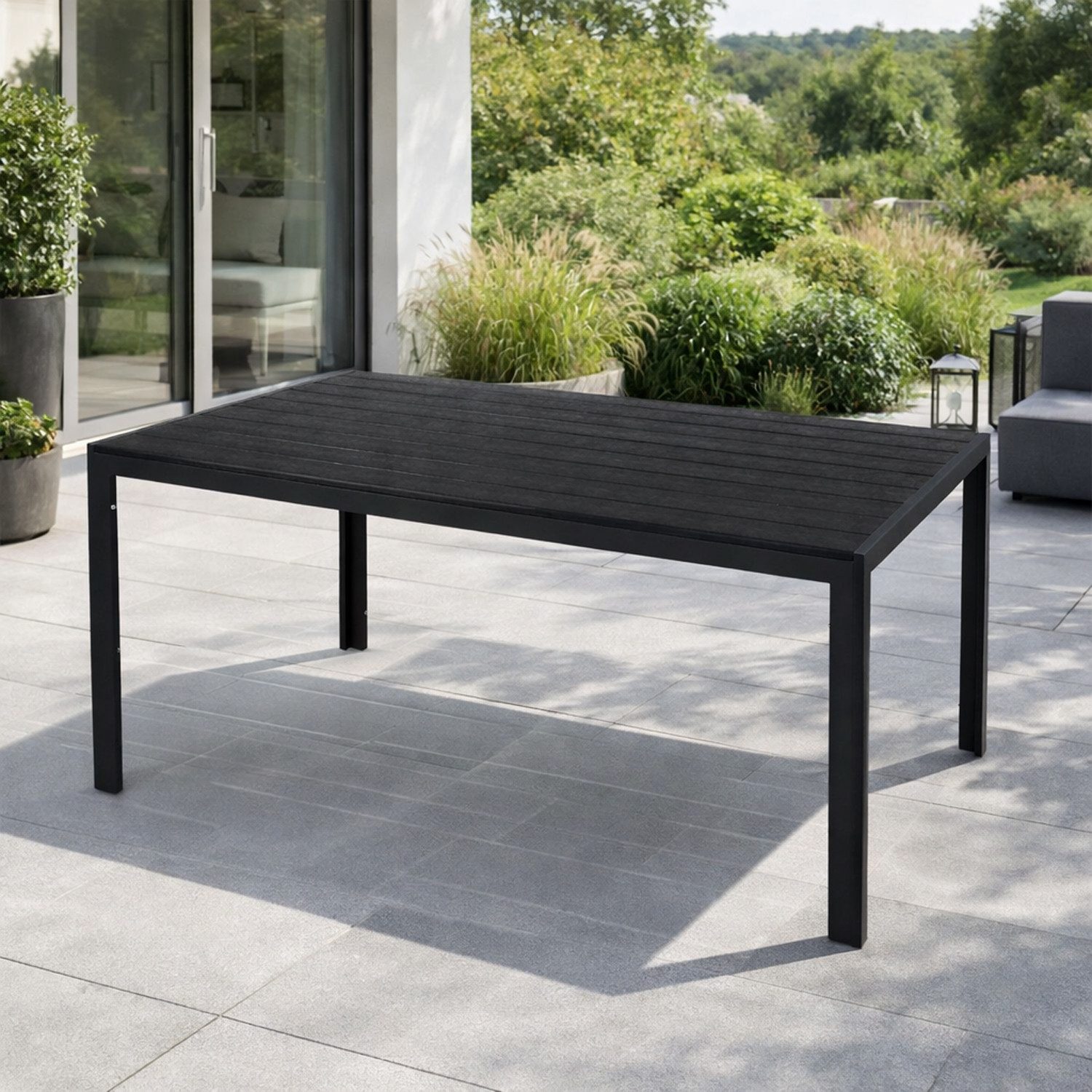 Mojawo Küchentisch Non-Wood Gartentisch Aluminium anthrazit / schwarz 160x90cm