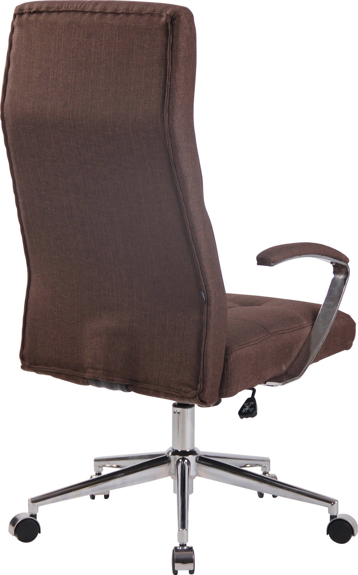 Metall Gestell: Konferenzstuhl), und Stoff chrom mit Fynia Chefsessel, (Schreibtischstuhl, Bürostuhl Rückenlehne Drehstuhl, höhenverstellbar - TPFLiving Sitzfläche: drehbar bequemer - 360° braun