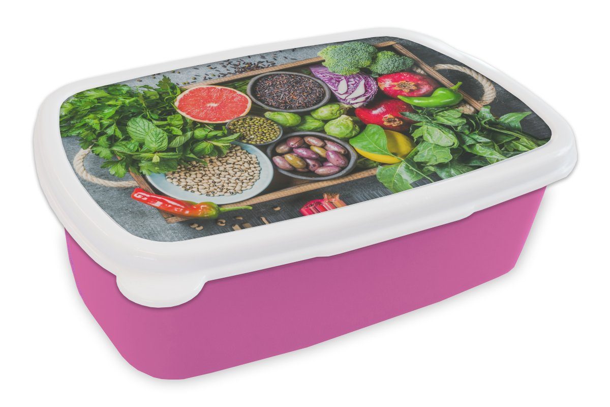 - Brotbox Kinder, - (2-tlg), Mädchen, rosa Gesund, Lunchbox Erwachsene, Brotdose Kunststoff Kunststoff, Box für MuchoWow Obst Snackbox,
