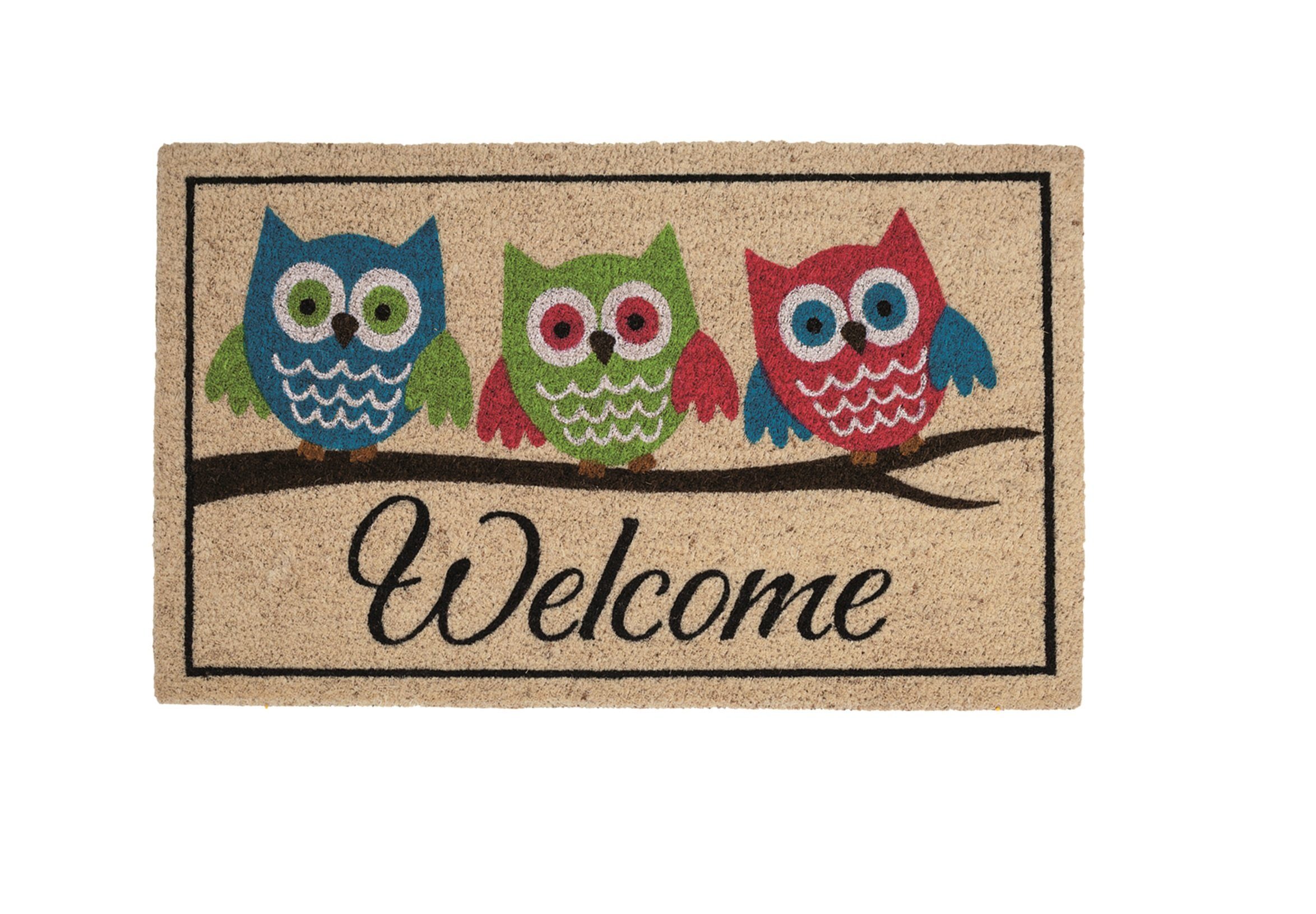 Betz Kokosmatte Kokosmatte Fußmatte Schmutzfangmatte 3 Eulen Welcome beige 45x75cm, (1-St)