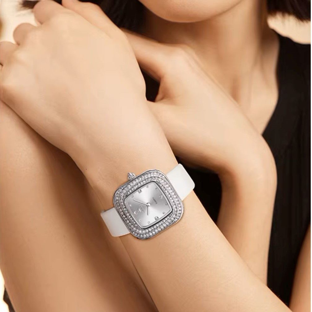 OLEVS Quarzuhr Damenuhr Olevs – Quadratisches Design mit Strass