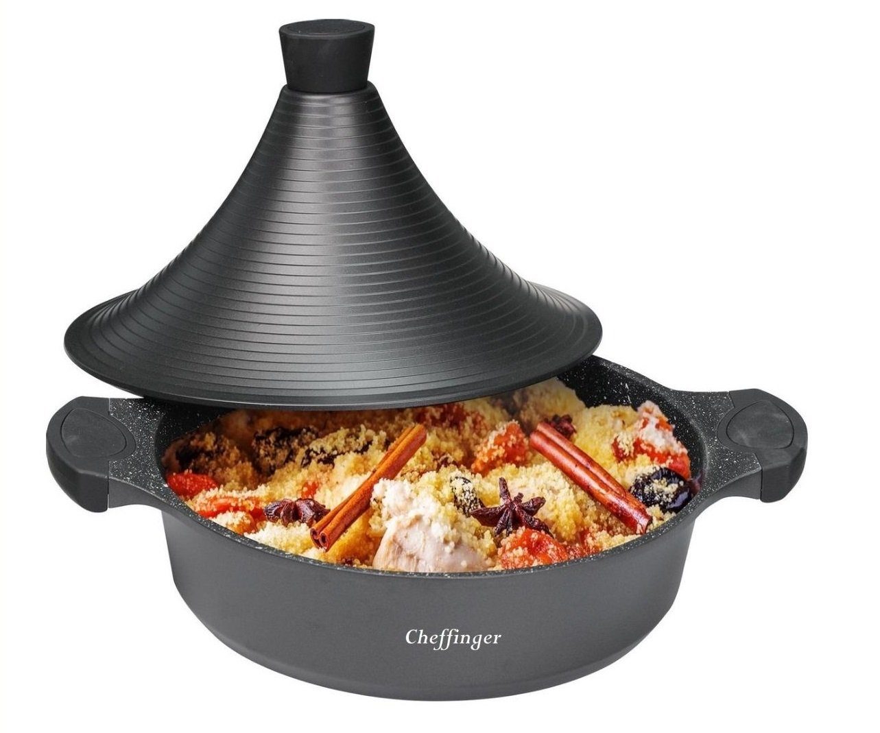 cofi1453 Dampfgartopf Aluguss Tajine Tagine Ø32cm Induktion Silikongriffe Gartopf