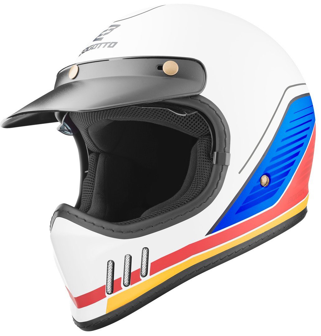 Bogotto Motocrosshelm FF980 EX-R Helm, herausnehmbares Innenfutter,integriertes Sonnenvisier