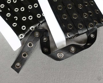 maDDma Ösenband 1m Ösenband Kunstleder schwarz mit eingestanzten runden Ösen