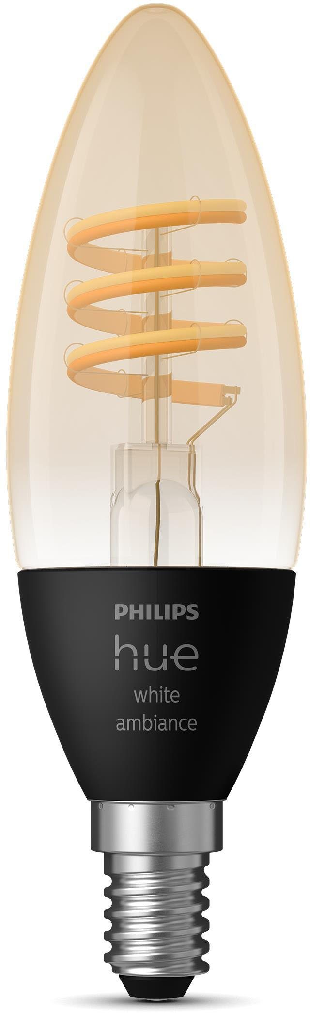 Philips Hue LED-Filament White Ambiance E14 Filament Einzelpack, E14, 1 St., Warmweiß