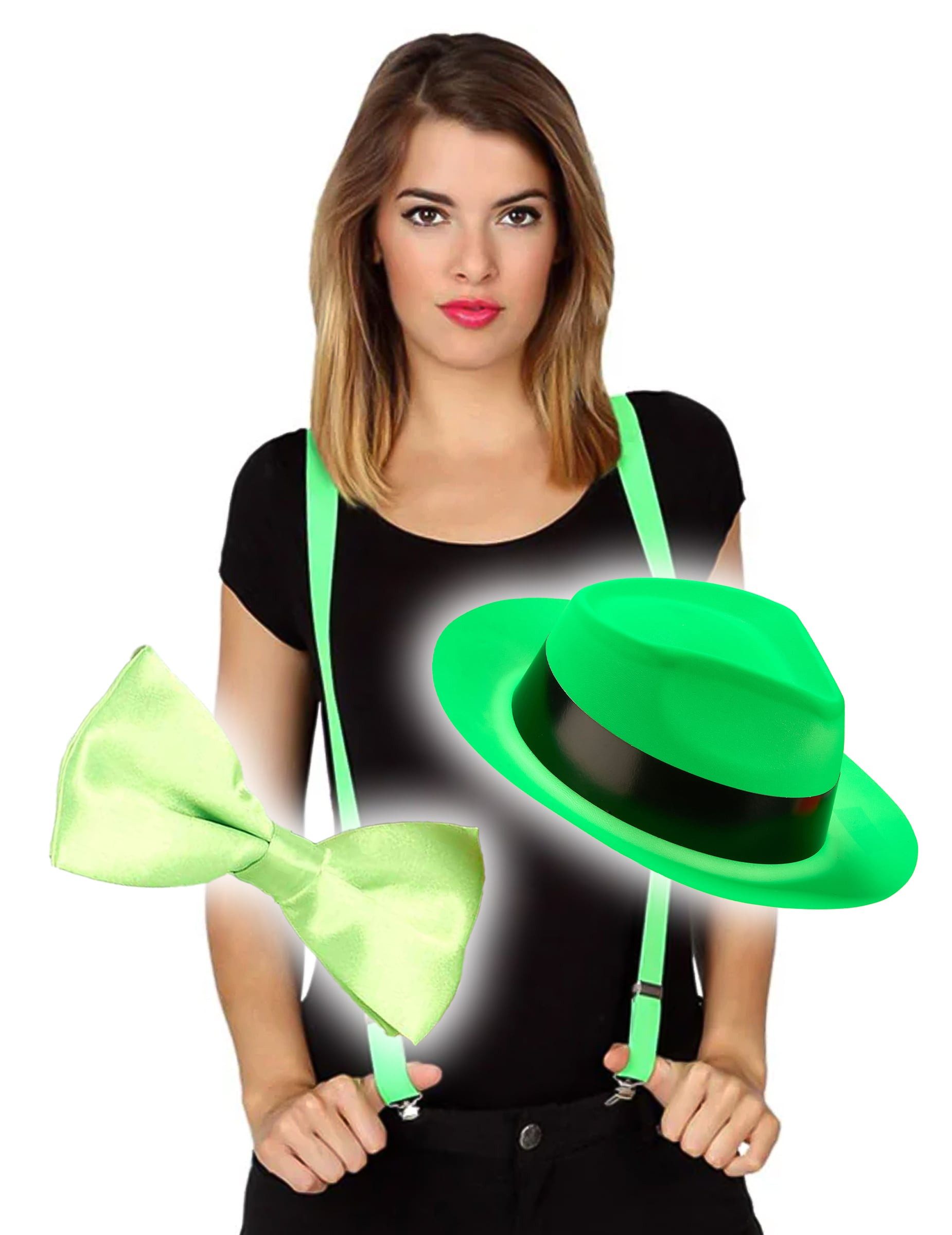 JADEO Kostüm Accessoire Kit grün fluoreszierend erwachsene