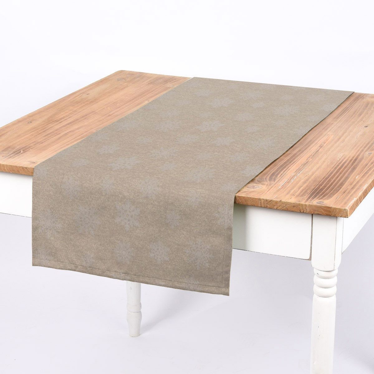 Tischläufer SCHÖNER LEBEN. Tischläufer Eiskristalle gold beige