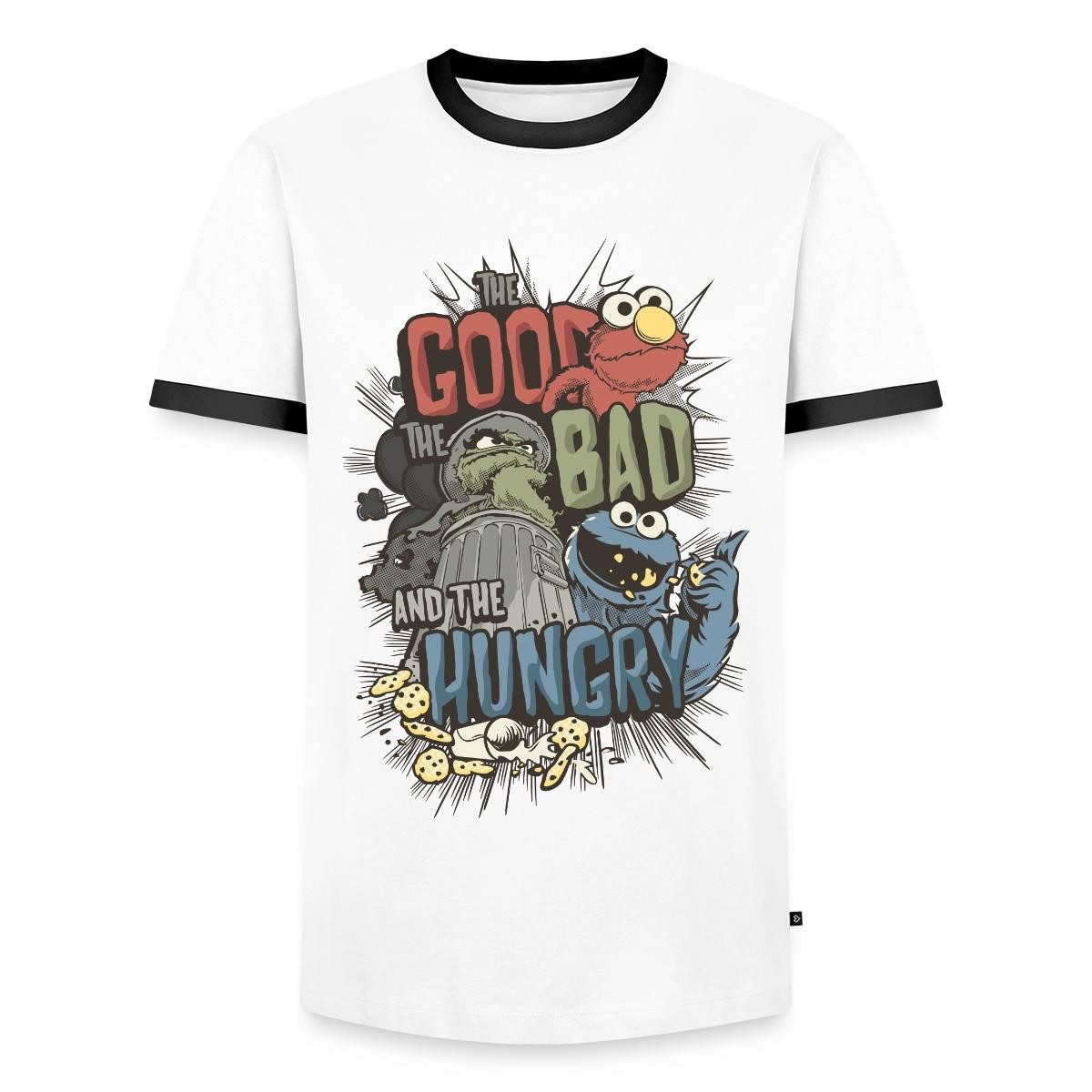 Spreadshirt T-Shirt Sesamstraße Halunken Elmo Oscar Krümelmonster Männer Kontrast T-Shirt (1-tlg)