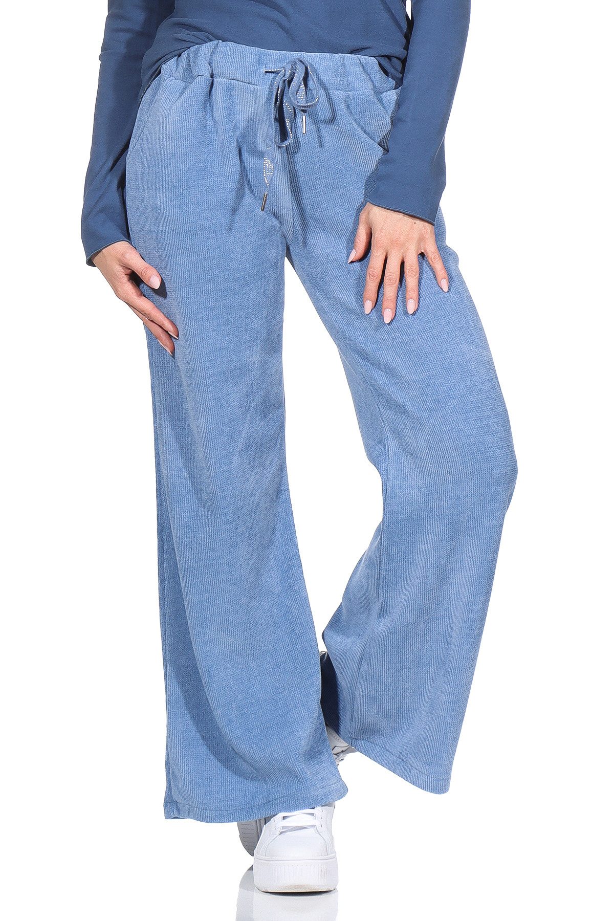 OriginalYou Cordhose Freizeithose Damen Soft Cord Hose weiches Cordgewebe mit Stretch, Unifarbe – Bild 4 von 5