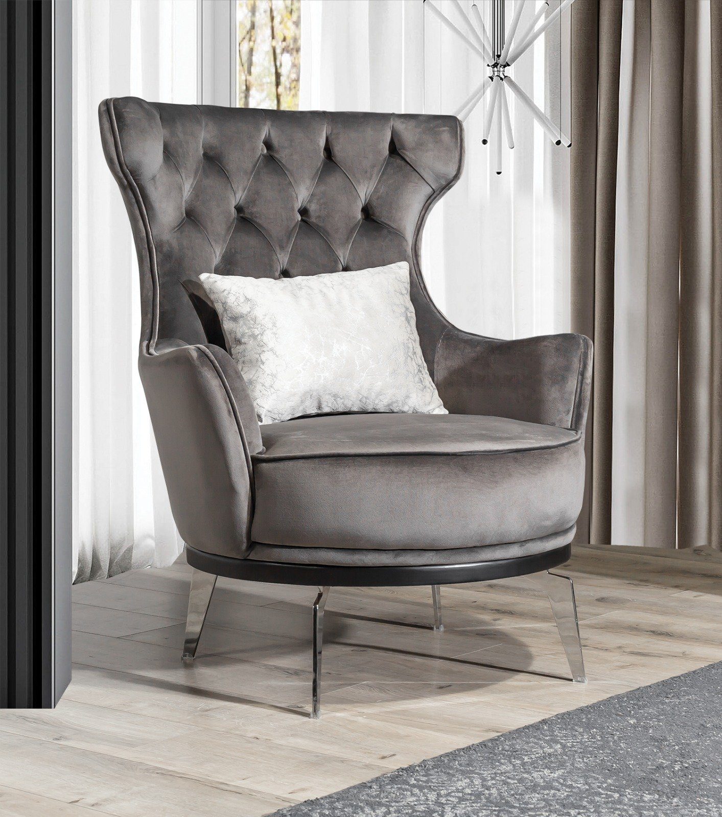 Villa Möbel Polstergarnitur LOFT, (Set, Made 2-tlg), Quality, Hand Samtstoff eleganter Sitztiefenverstellung