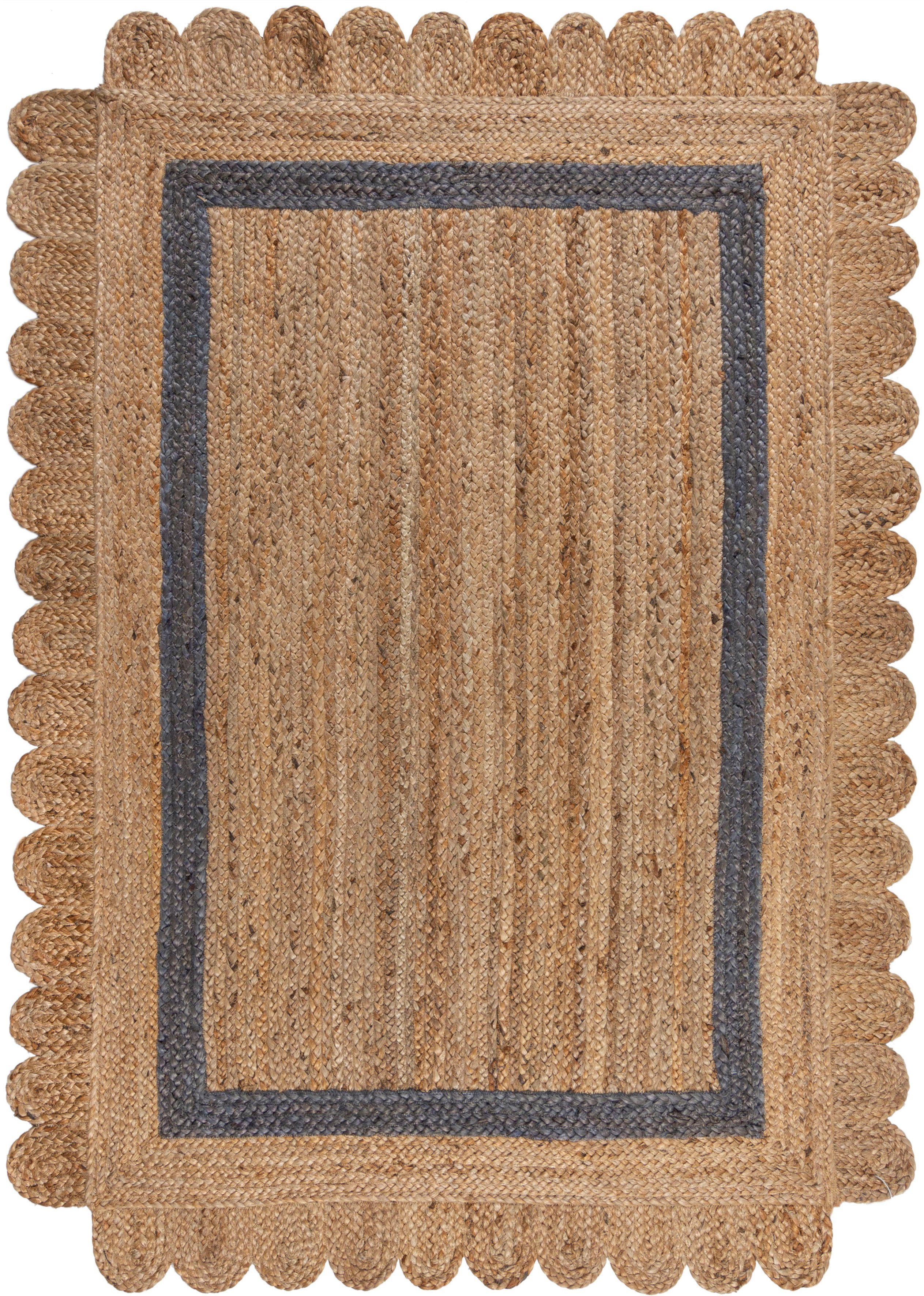 Teppich Grace, RUGS, fußbodenheizungsgeeignet, mit mm, Jute, FLAIR Bordüre 7 Höhe: 100% aus rechteckig