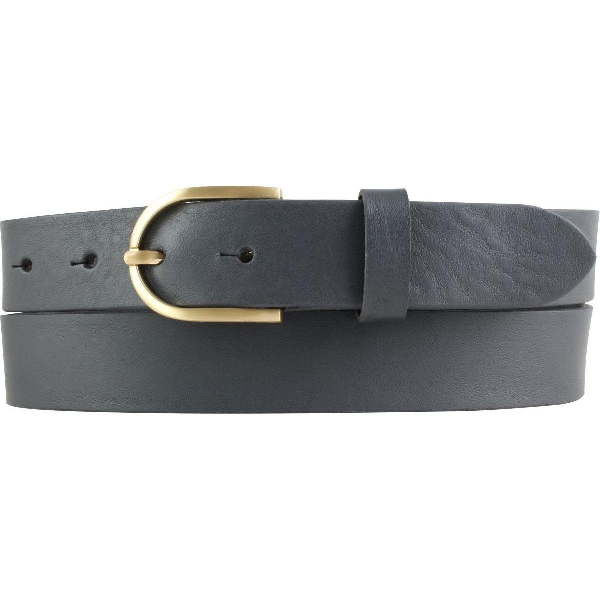 Ledergürtel Damen-Gürtel aus Vollrindleder mit goldener Gürtelschnalle 3 cm - Lede