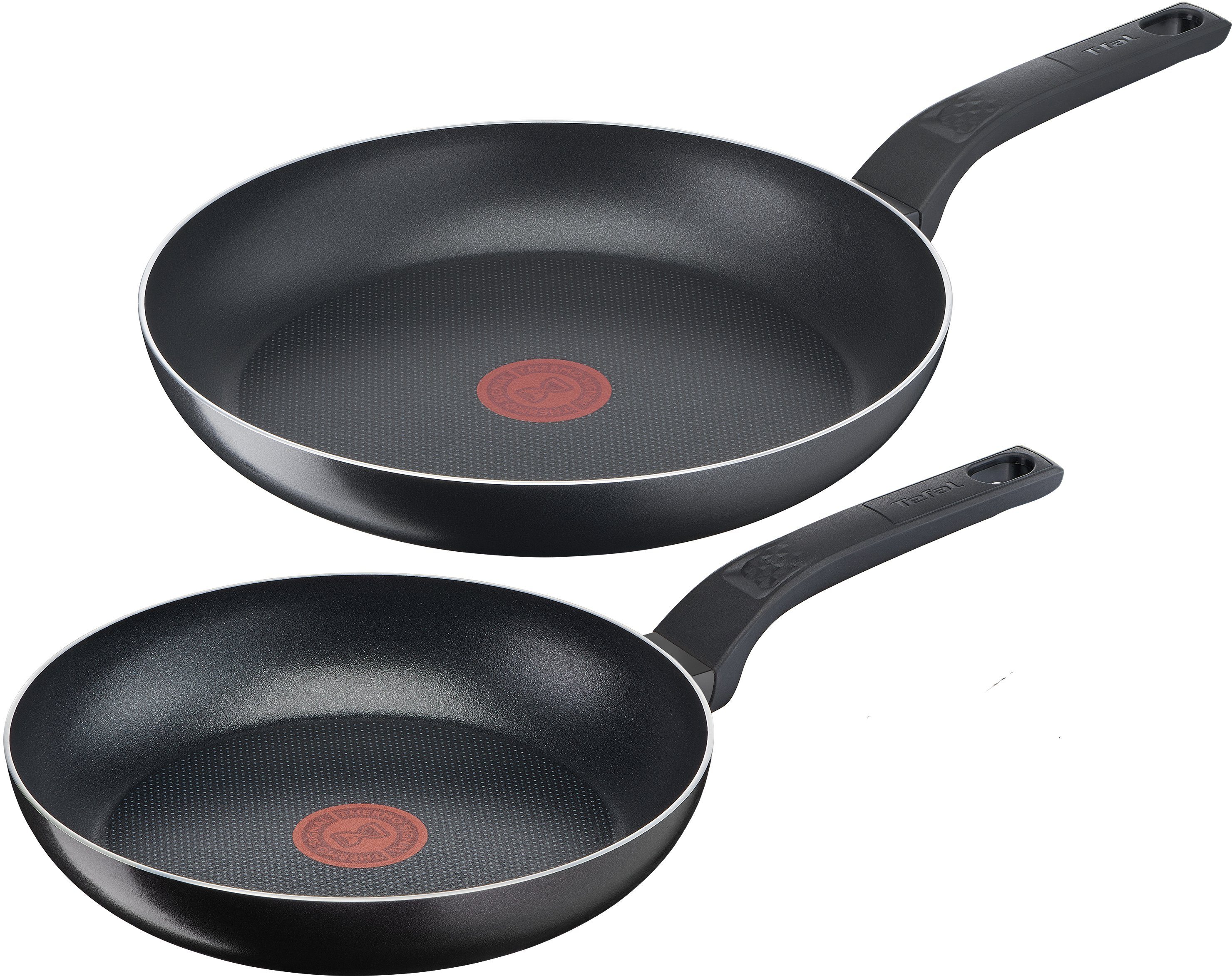 Tefal Pfannen-Set Easy Cook & Clean, Antihaftbeschichtung, nicht induktionsgeeignet, Aluminium (Set, 2-tlg., 2x Bratpfannen Ø 24/28 cm), Thermo-Signal Technologie, einfache Reinigung, Made in France, B55590