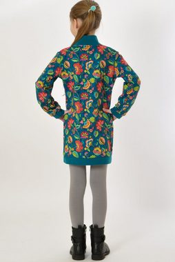 coolismo Sweatkleid Sweatshirt Kleid für coole Mädchen mit Blumen Motivdruck petrol europäische Produktion