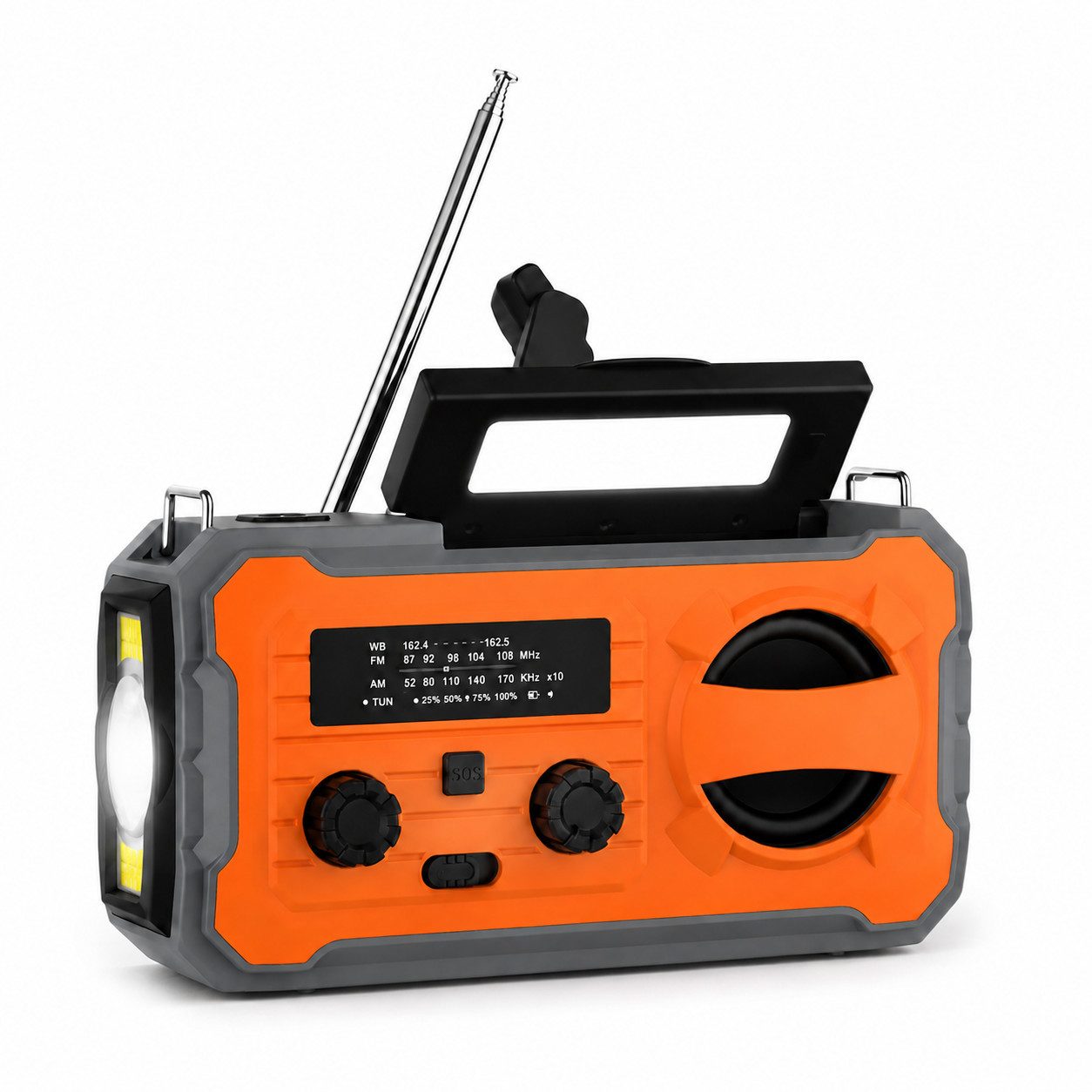 Tekoo Notfallradio Kurbelradio mit 4000mAh Powerbank & Solarpanel Notfallradio (AM, FM, Wetterradio (WB), manuelle Sendersuche, 2 W, 4000mAh Akku, 3 Beleuchtungsmodi, IPX3, Notfall-Wetterradio)