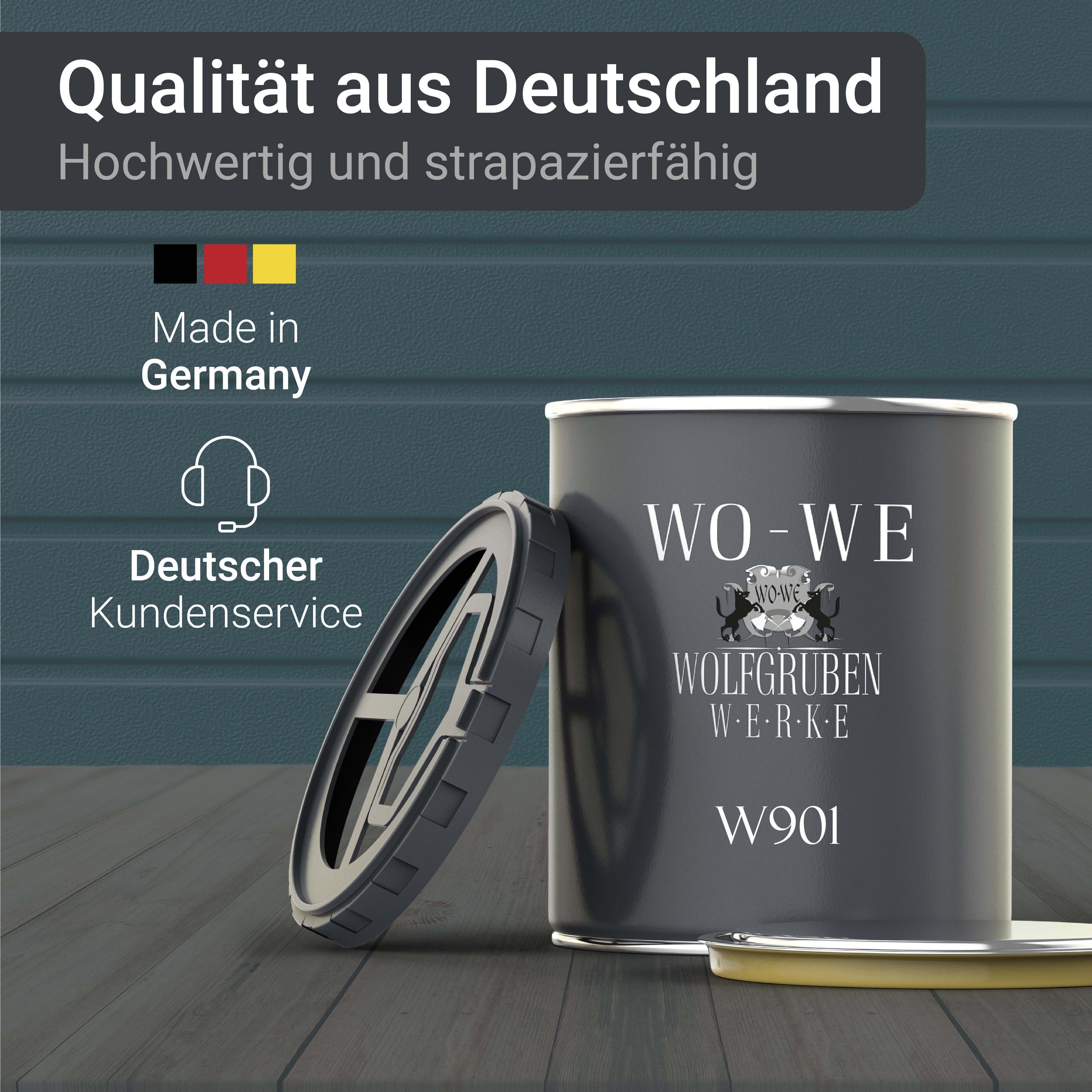 W901, Metallschutzlack Glänzend Hammerschlaglack Effektlack Khaki WO-WE 1-5L, Grün Hammerschlag