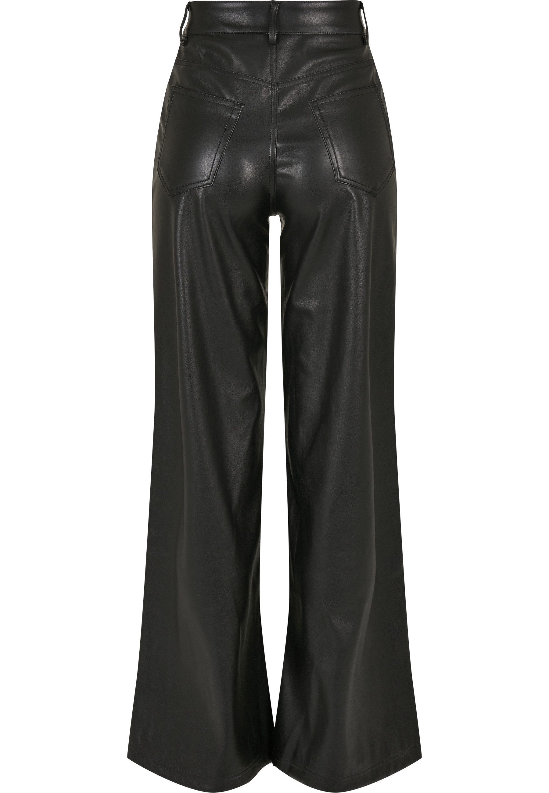 URBAN CLASSICS Stoffhose Urban Classics Damen Ladies Faux Leather Wide Leg günstig online kaufen